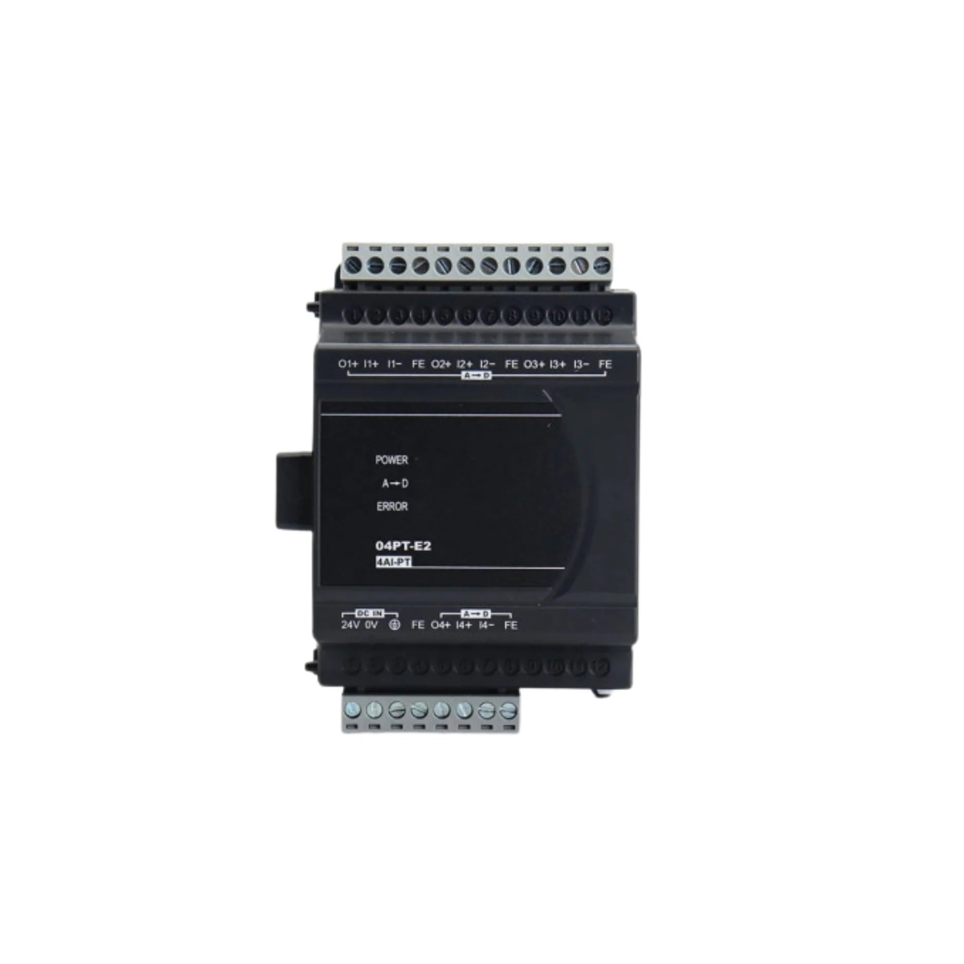 Delta DVP02DA-E2 PLC Module featuring versatile I/O capabilities and robust industrial design.