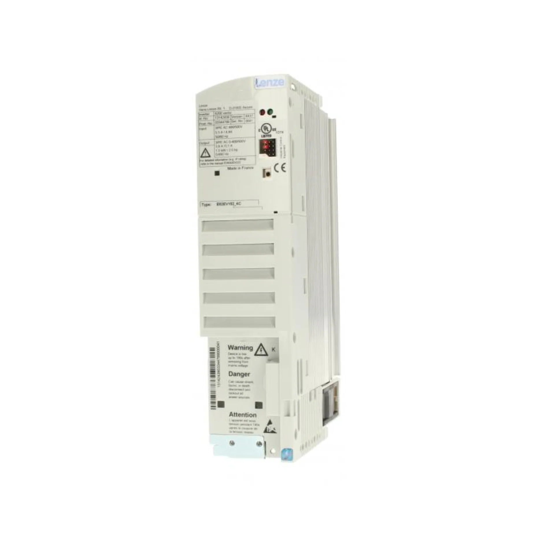 Lenze E82EV152-4C VFD, 1.5 kW, 400–500 V AC input, compact design for precise industrial motor control.