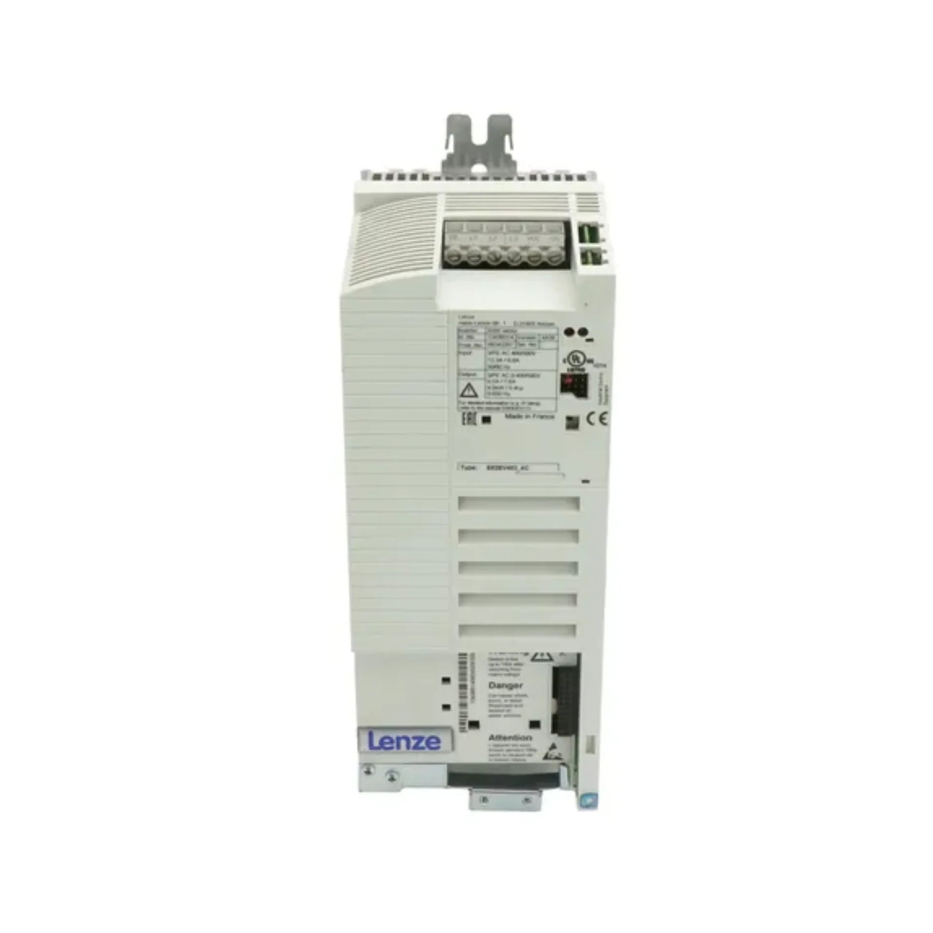 Lenze E82EV402-4C frequency inverter, 4 kW, 400–500 V AC input, compact design for precise industrial motor control.