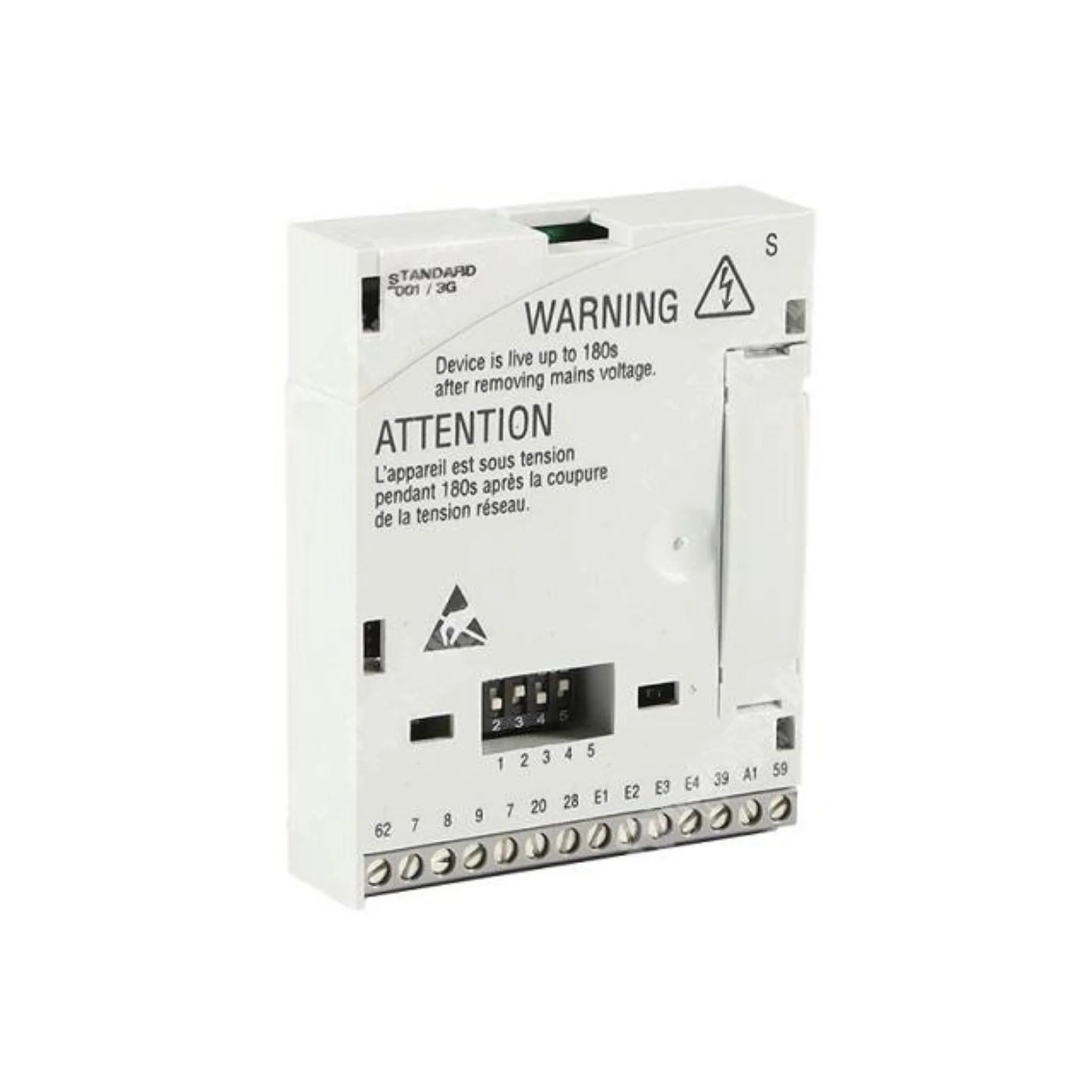 Lenze E82ZAFSC001 safety module, STO function for 8200 drives, SIL 2 and PL d certified for industrial automation systems.