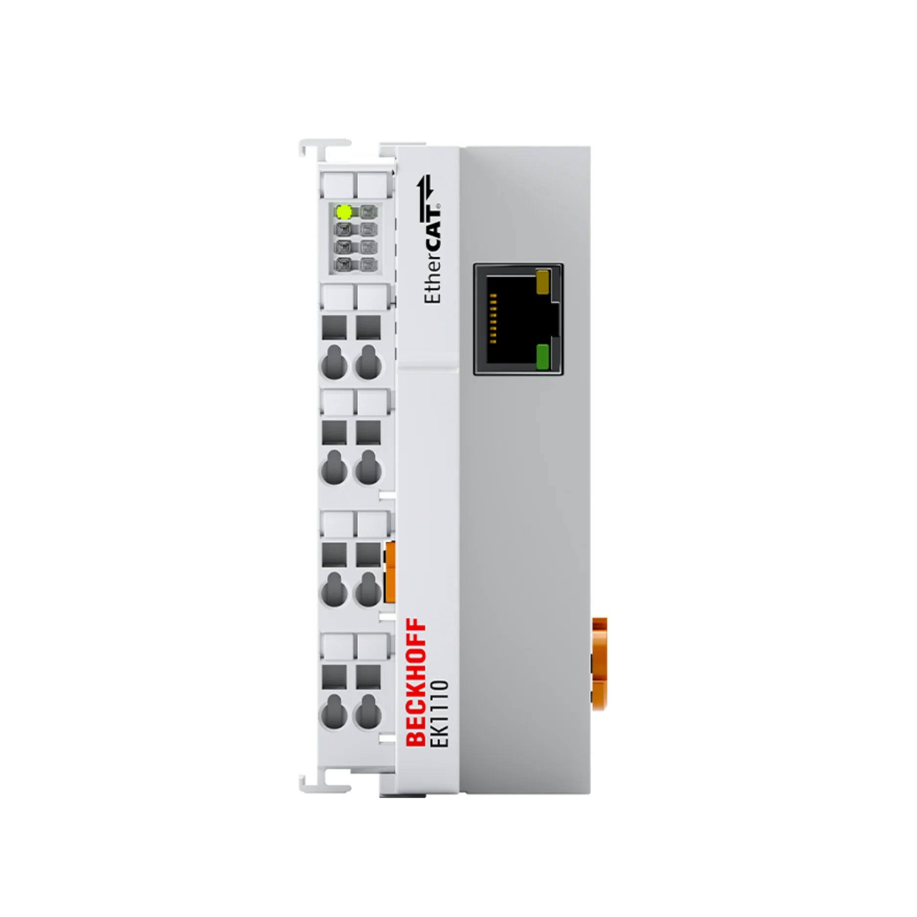 Beckhoff EK1110 EtherCAT extension coupler for industrial automation, ensuring high-speed communication and seamless network expansion.