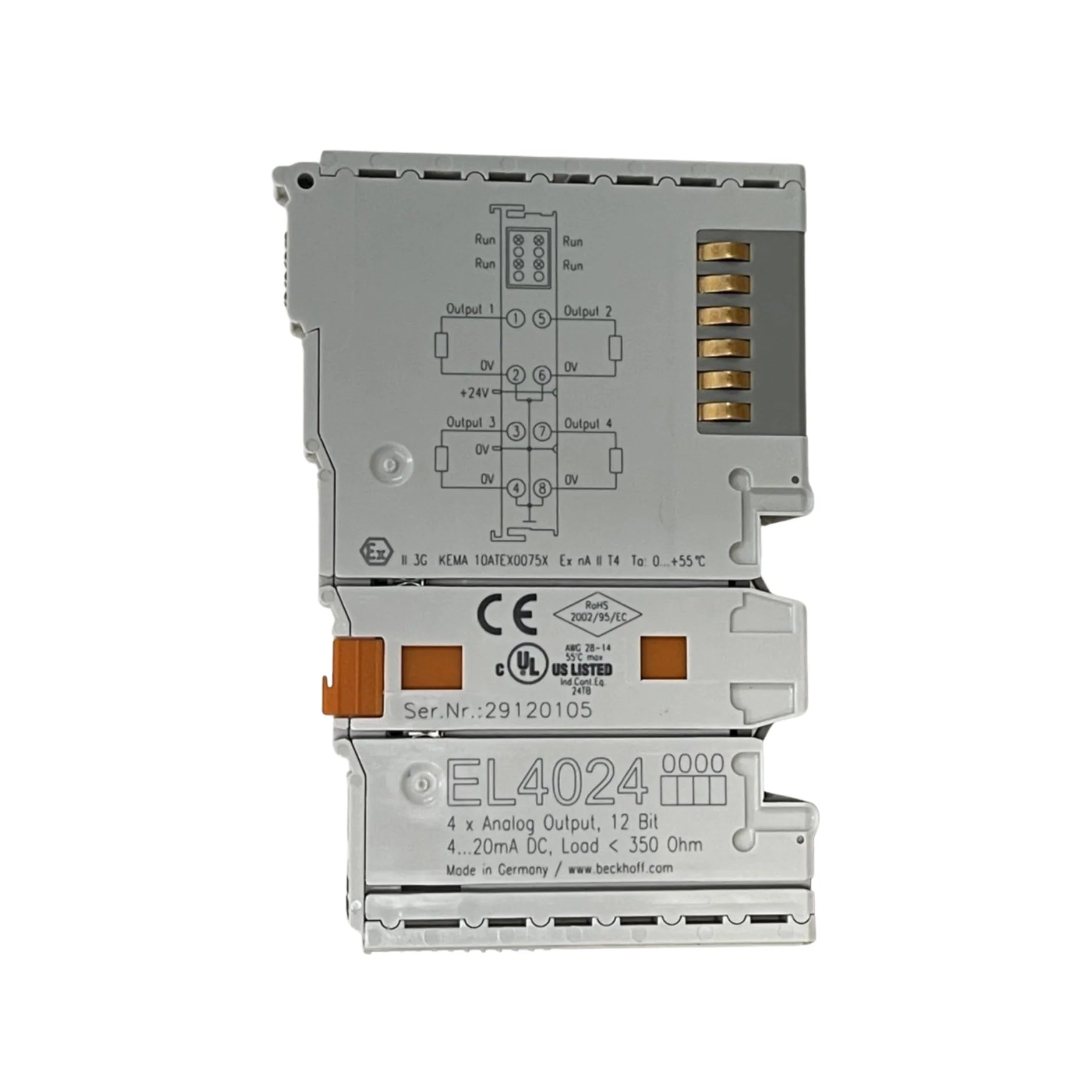 Beckhoff EL4024 analog output terminal, 4-channel, ±10 V, 12-bit, EtherCAT