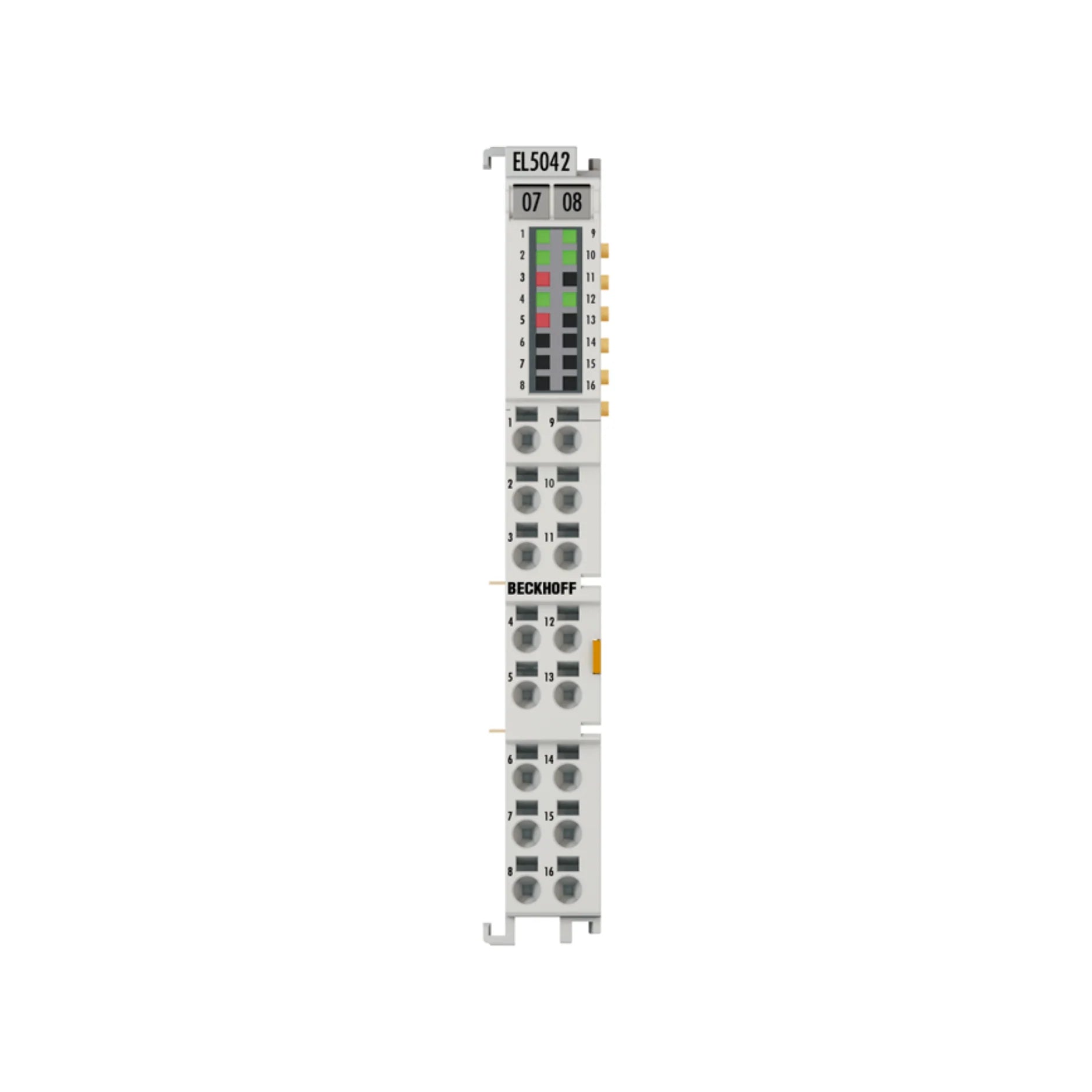 Beckhoff EL5042 EtherCAT terminal, 2-channel SSI encoder interface for high-precision motion control applications.