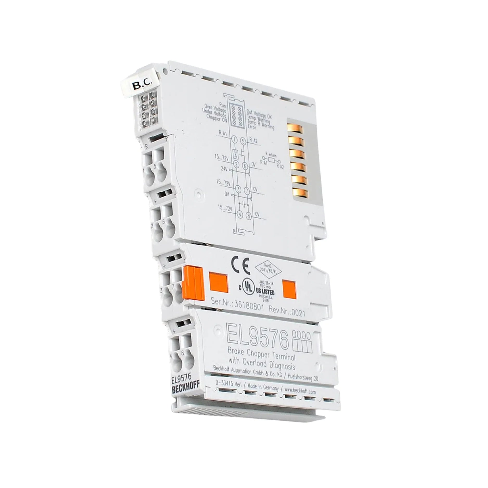 Beckhoff EL9576 brake chopper terminal, 150 V DC, EtherCAT