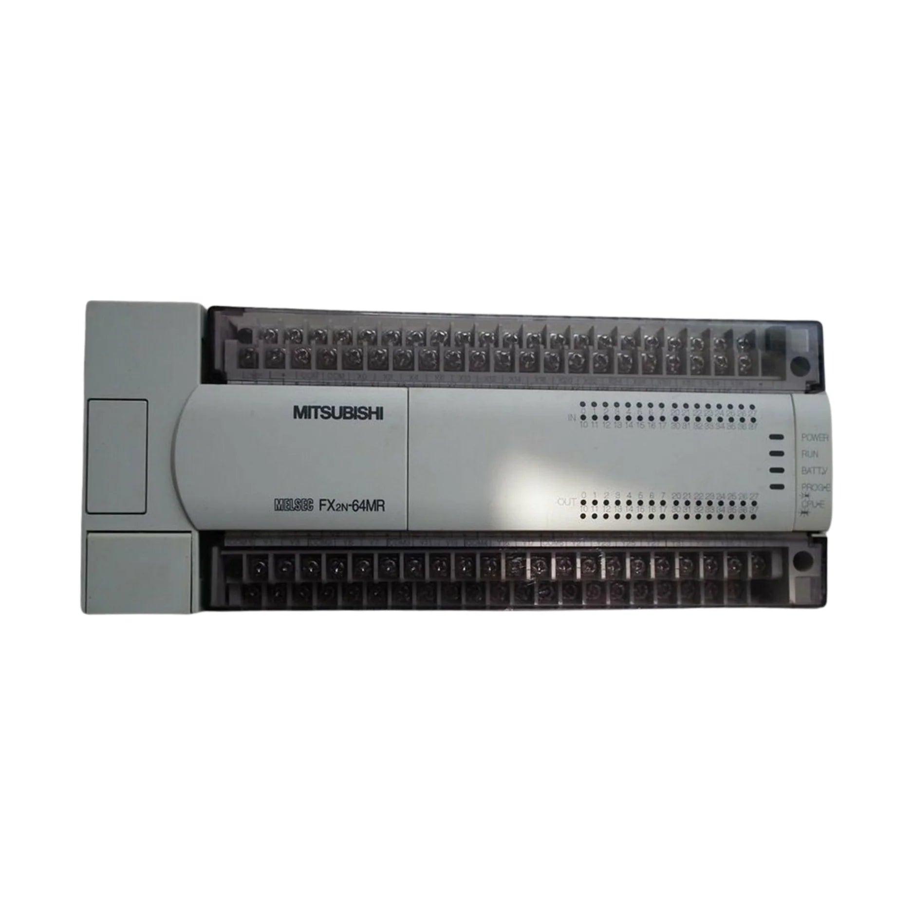 Mitsubishi FX2N-64MR-001 PLC, 64 I/O, 100–240 VAC, with relay outputs for industrial automation systems