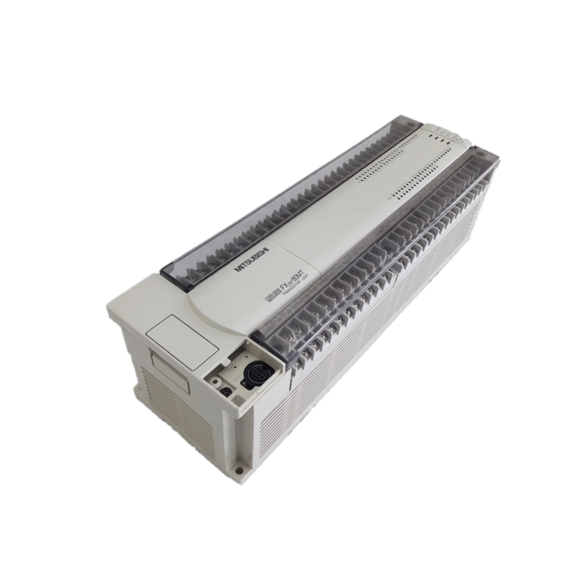 Mitsubishi FX2N-80MT-001 PLC with 80 I/O and transistor sink outputs for fast, flexible industrial automation.