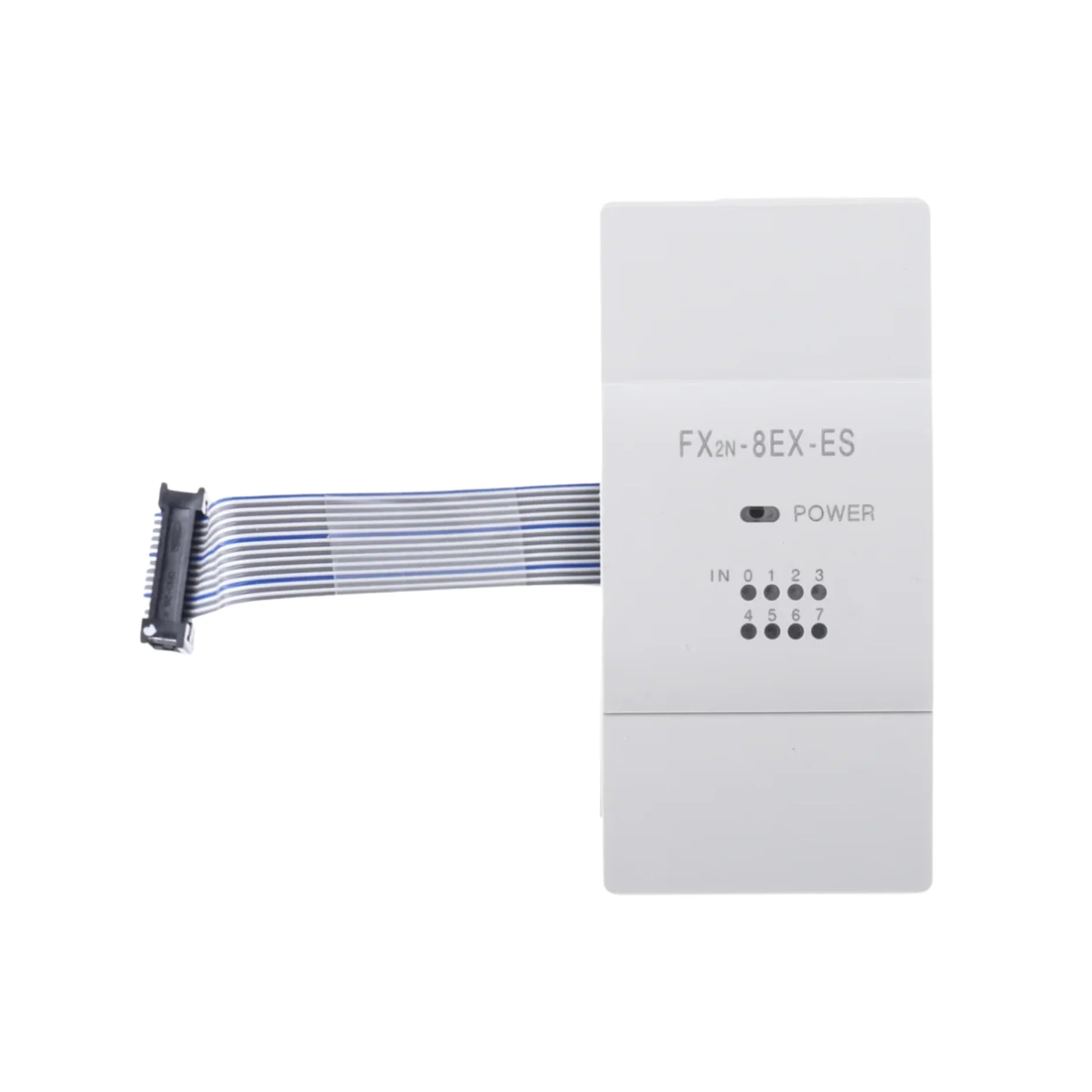 Mitsubishi FX2N-8EX-ES/UL digital input module, 8-point 24V DC sink/source inputs, compact design for efficient I/O expansion.