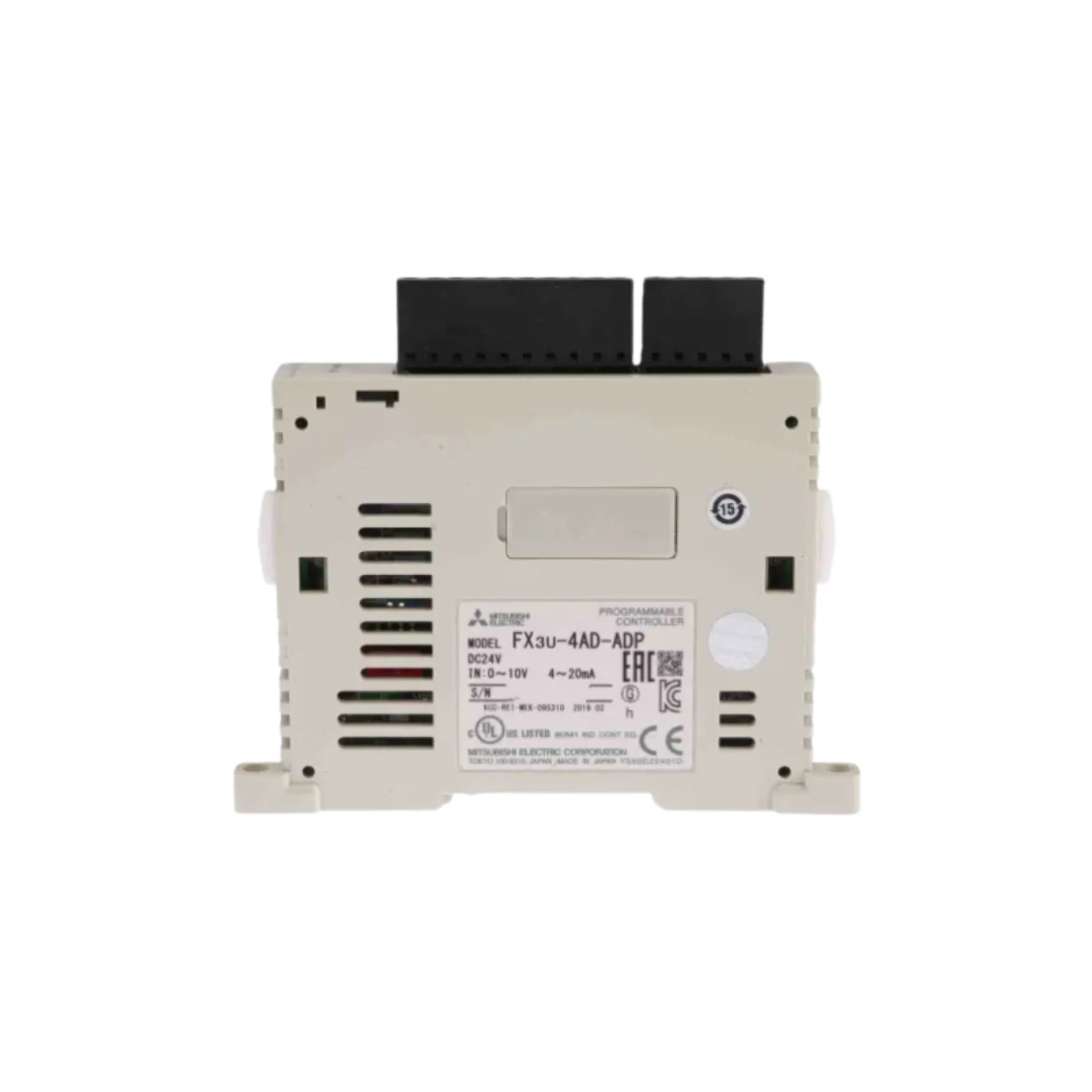 Mitsubishi FX3U-4AD-ADP analog input module, 4-channel, 12-bit, ADP type for FX3U/FX3UC PLCs.