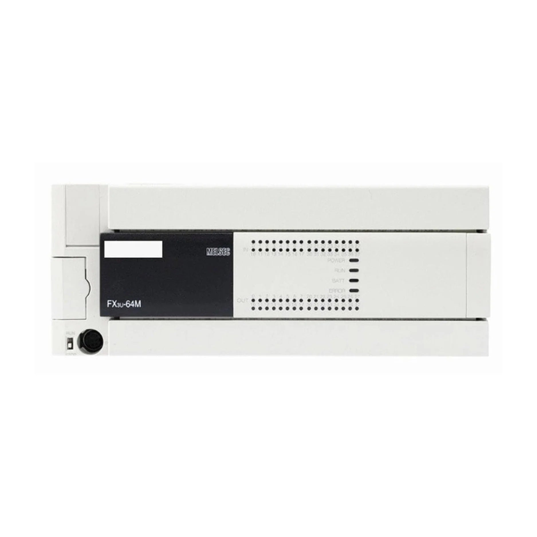 Mitsubishi FX3U-64MR/ES PLC, 64 I/O, 100–240V AC, relay output, FX3U Series compact controller for automation systems.