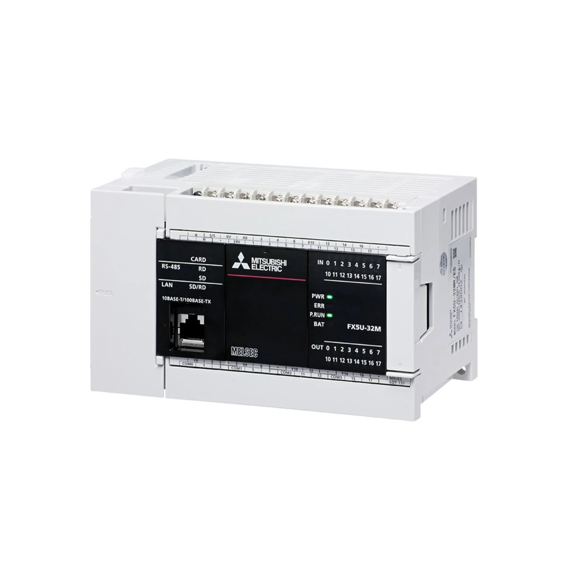 Mitsubishi FX5U-32MT/DSS PLC, 24V DC, 16 inputs, 16 transistor outputs, FX5U Series with built-in Ethernet.