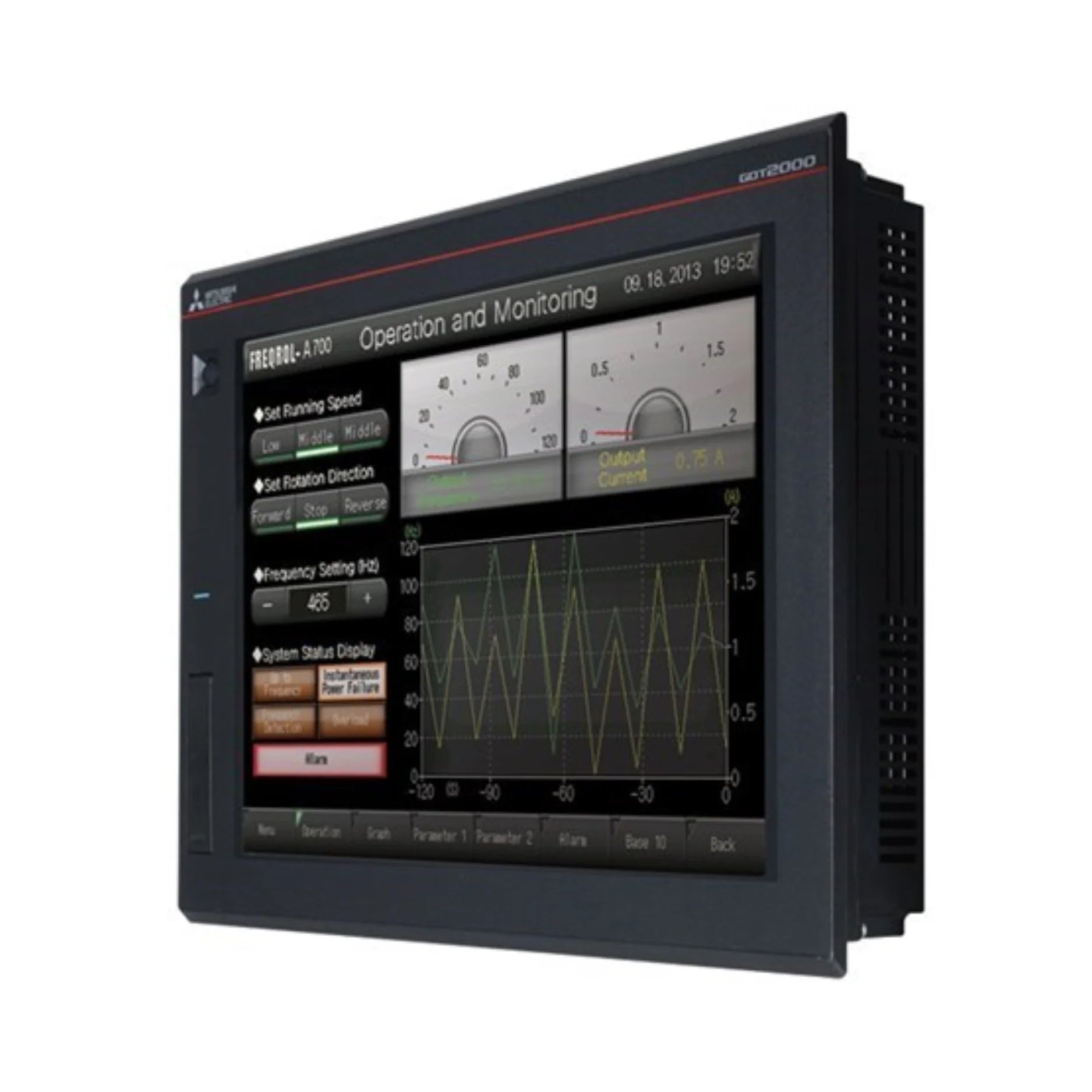 Mitsubishi GS2110-WTBD HMI, 10.1” widescreen display, Ethernet and serial ports, for GOT2000 series control systems