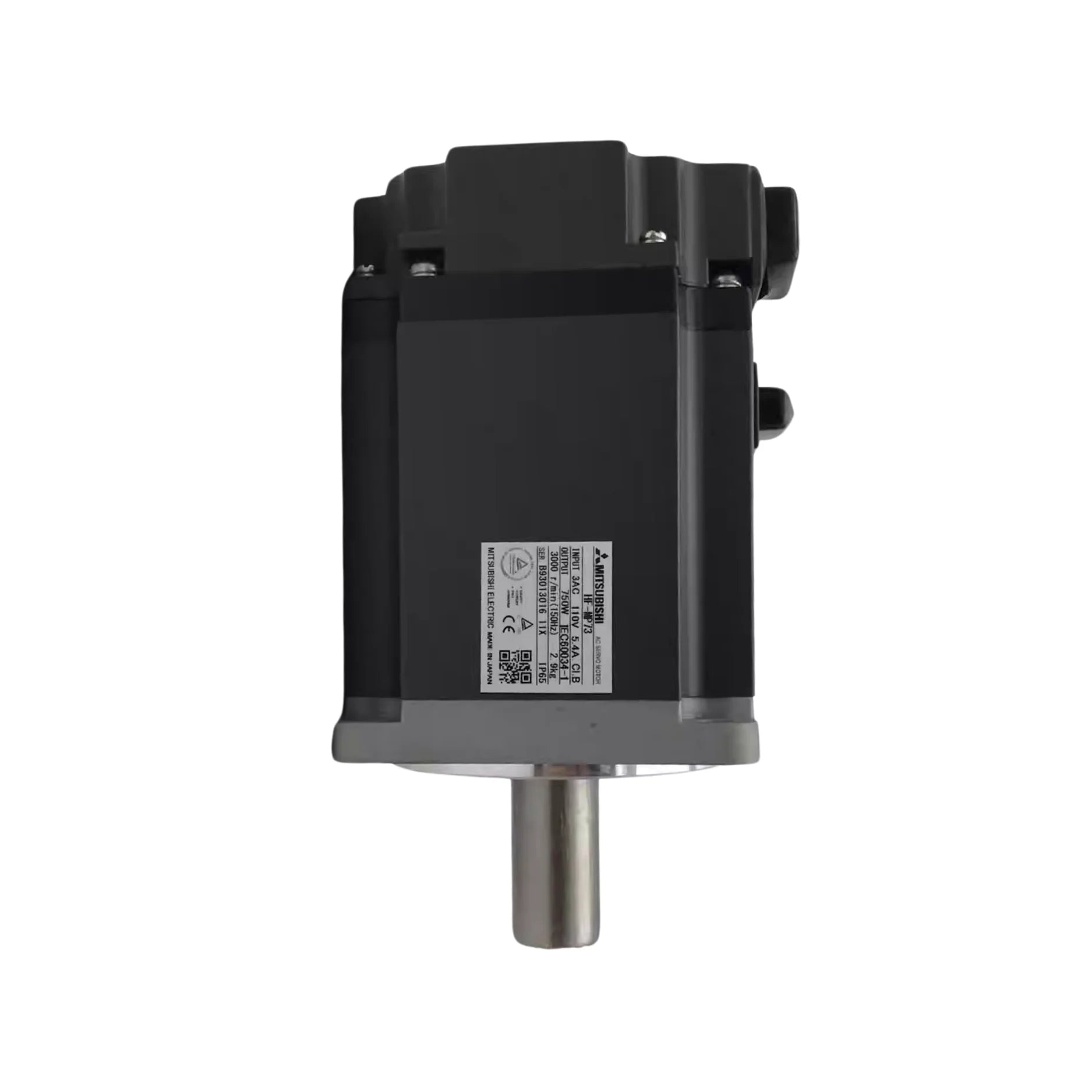 Mitsubishi HF‑MP73 0.75 kW servo motor 3000 rpm with encoder for precision industrial motion control.