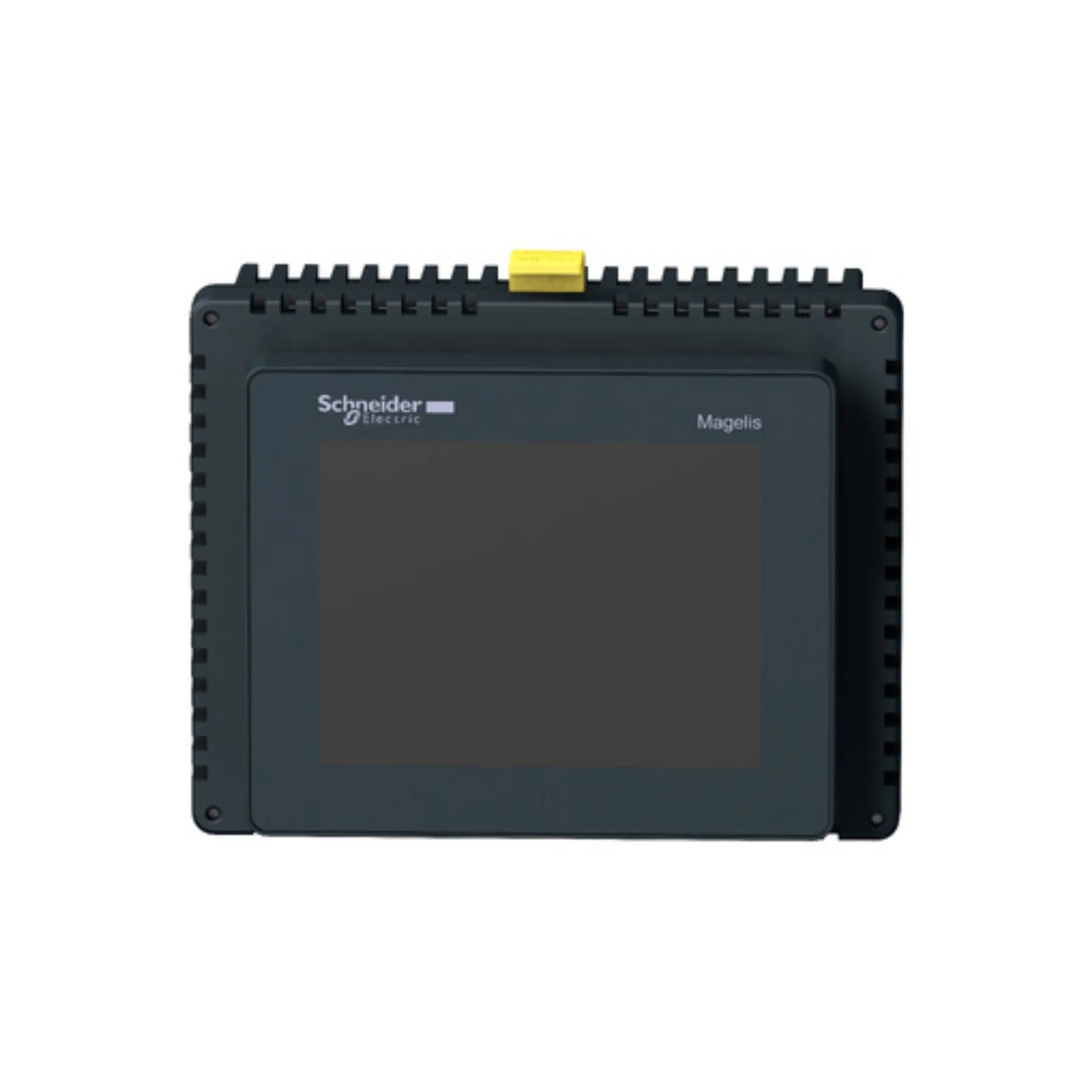 Schneider HMISTU655 5.7" HMI touchscreen with Ethernet, USB, and serial ports. Compact operator interface for industrial control.