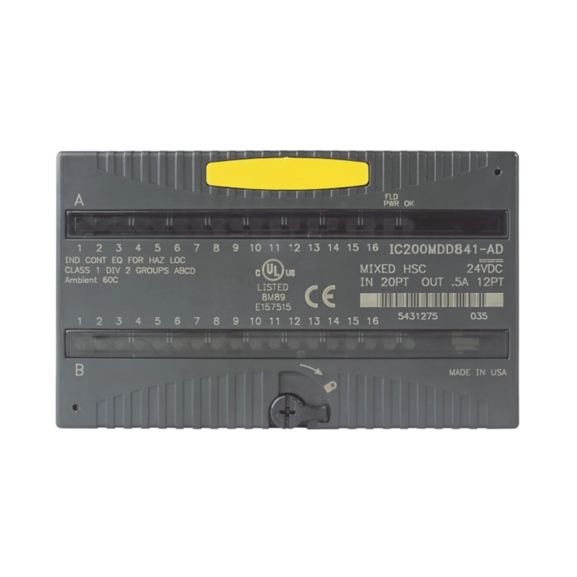 GE IC200MDD841 VersaMax mixed I/O module, 16 DC inputs, 16 sourcing transistor outputs, 24VDC