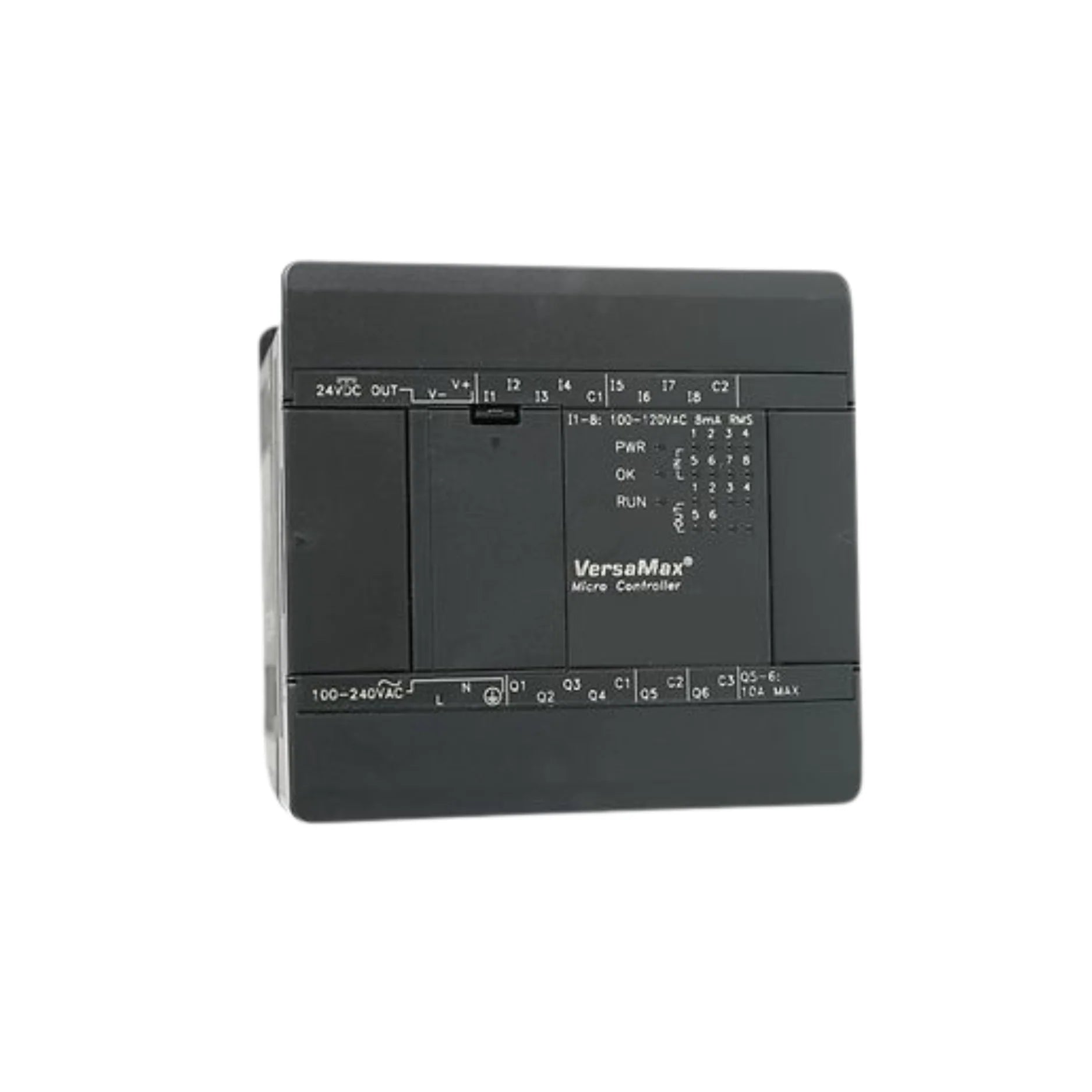 GE IC200UEX636 expansion unit with 16 DC inputs and 16 relay outputs for VersaMax Nano PLCs, 24 VDC powered.