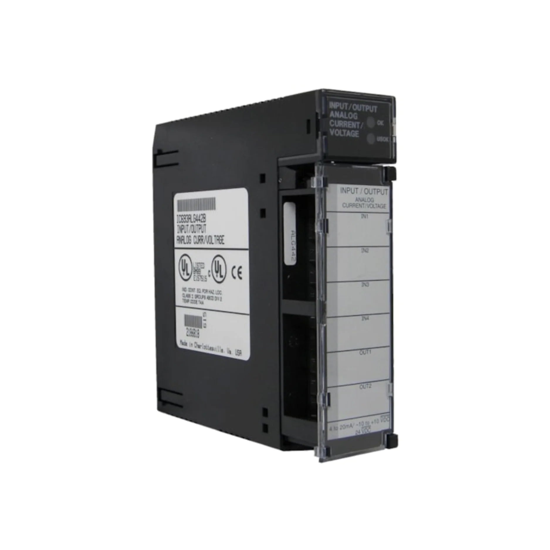 GE IC693ALG442 analog output module, 4 channels, 0–10VDC or 4–20mA, 12-bit resolution, isolated outputs for Series 90-30 PLCs.