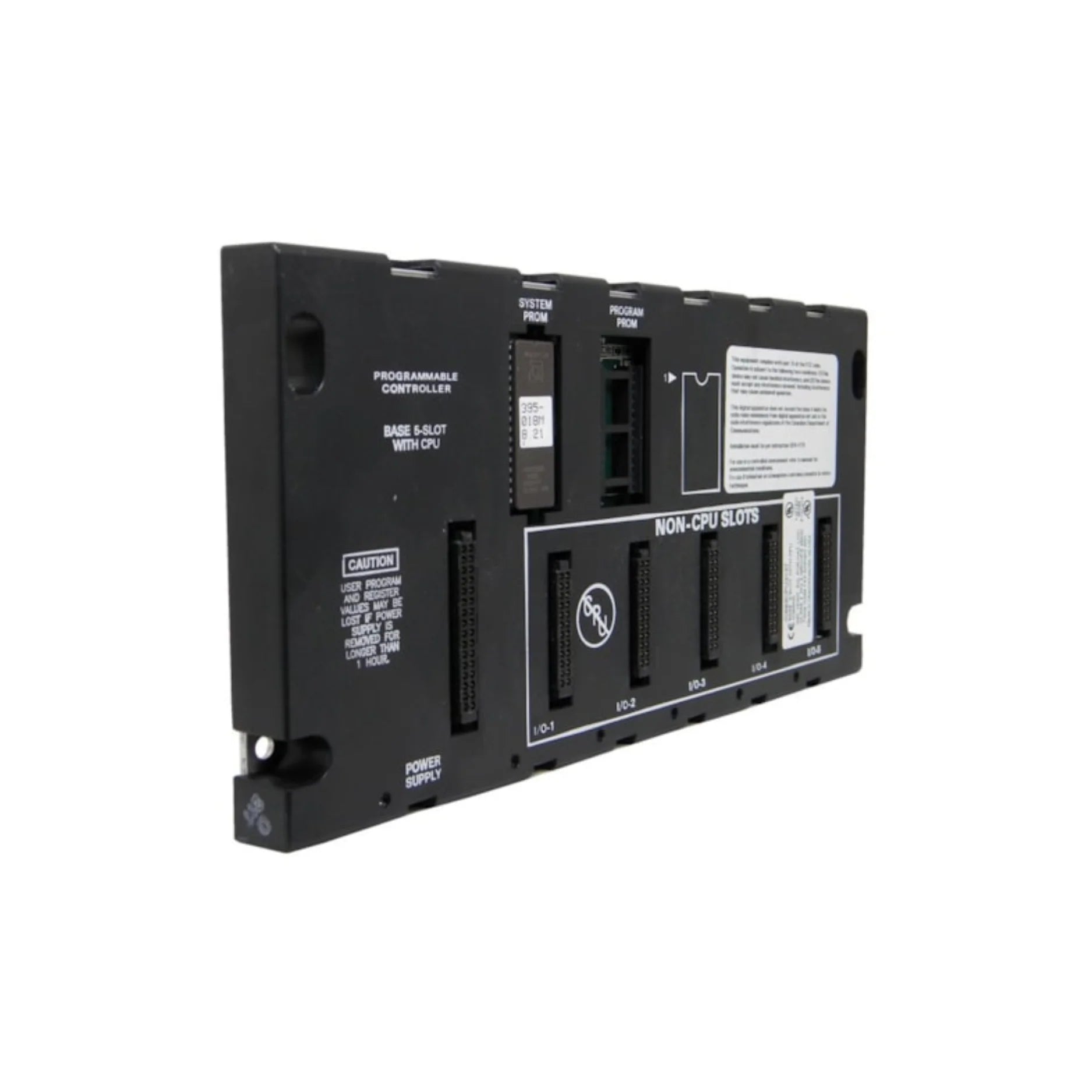 GE IC693CPU313 CPU module for Series 90-30, 31.2K memory, RS-232 port, 5-slot baseplate, supports up to 128 I/O points.
