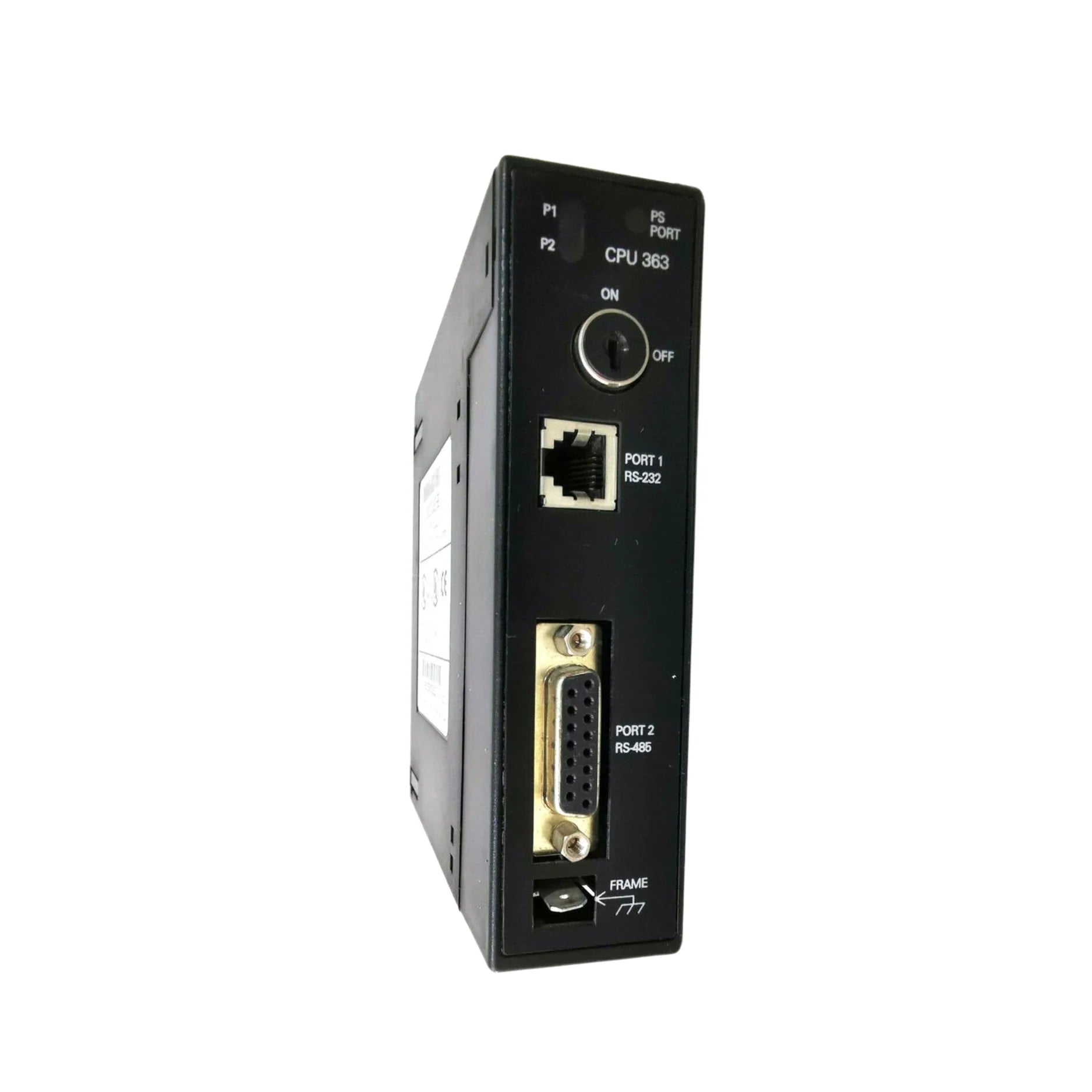 GE IC693CPU363 CPU module for Series 90-30 PLCs, 240KB memory, Ethernet and RS-232 ports, floating point, real-time clock.