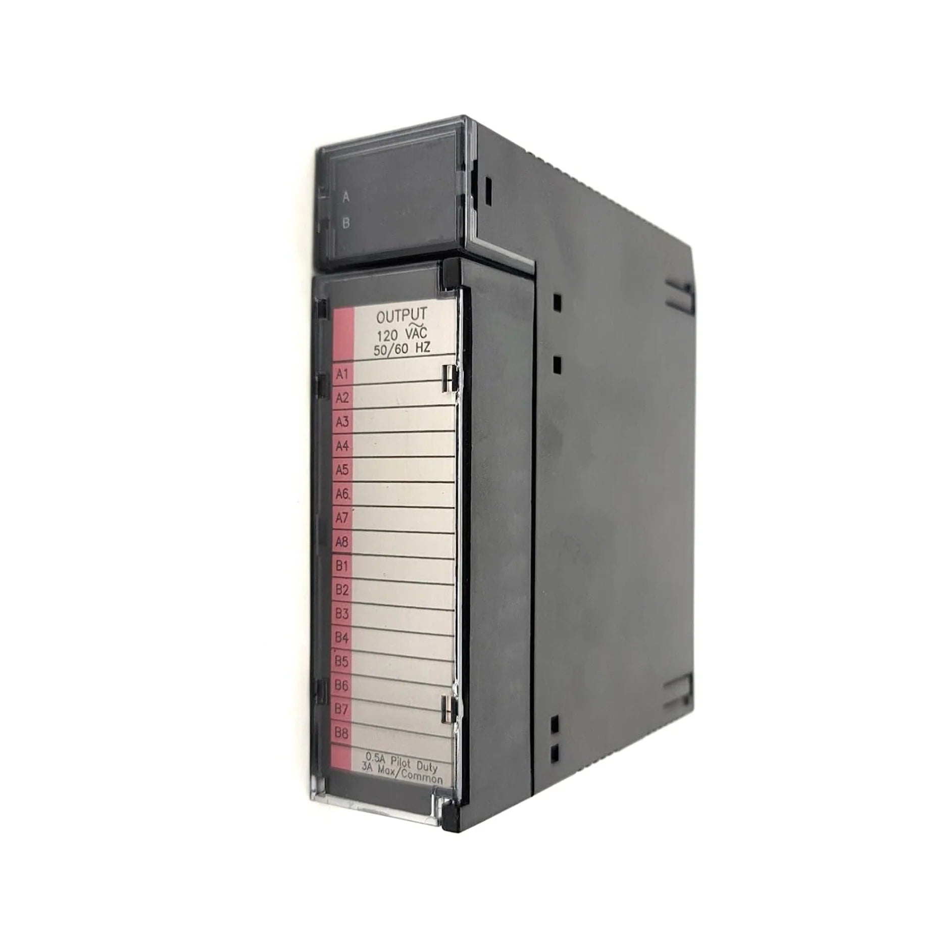 GE IC693MDL340 16-point 120VAC triac output module for Series 90-30 PLCs, group-isolated with LED indicators.