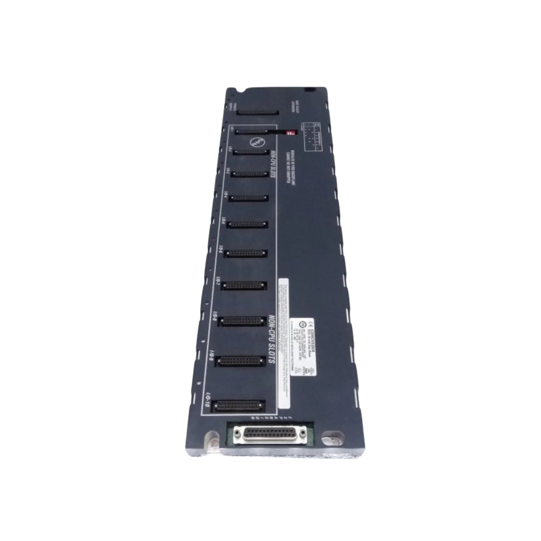 GE IC694CHS392 10-slot universal backplane for RX3i PACSystems, supports CPU, I/O, and power modules.