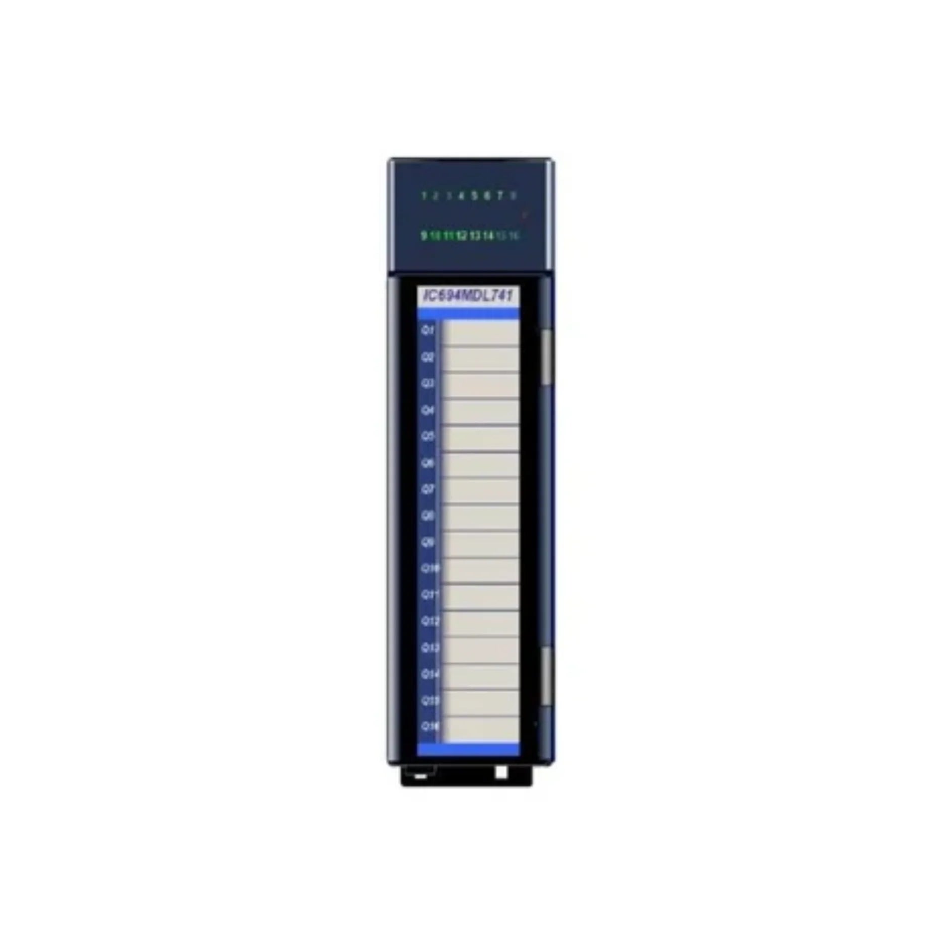 GE IC694MDL741 32-point 24VDC sourcing output module for RX3i, group-isolated for DC load control with built-in status LEDs.