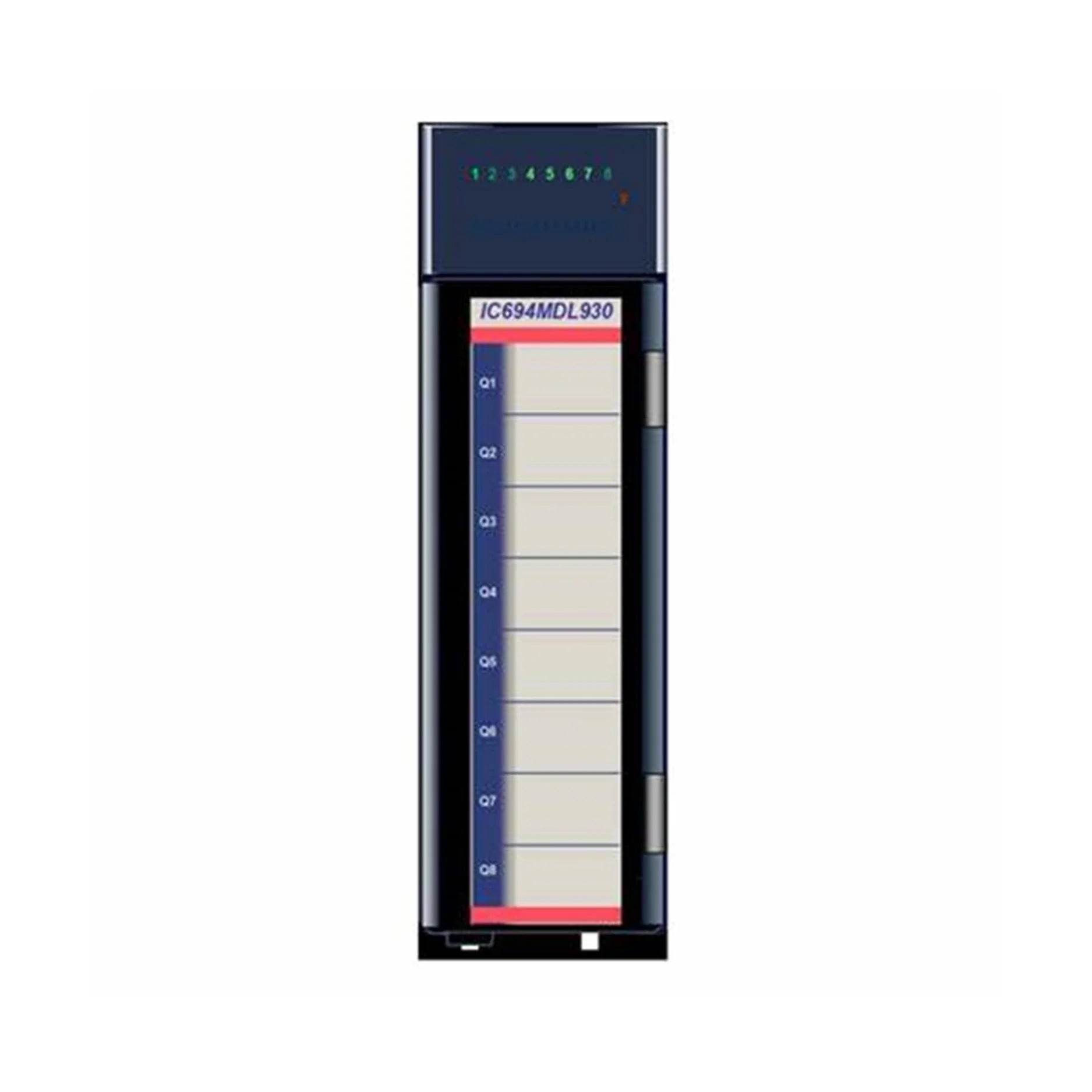 GE IC694MDL930 8-point relay output module for RX3i, 120/240VAC or 30VDC switching, isolated channels for industrial control.