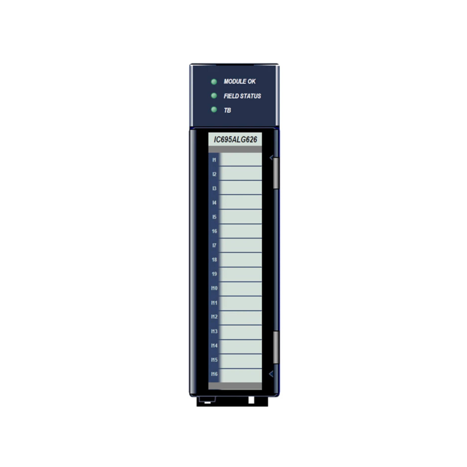GE IC695ALG626 6-channel analog output module for RX3i, voltage/current configurable, high-resolution with diagnostics.