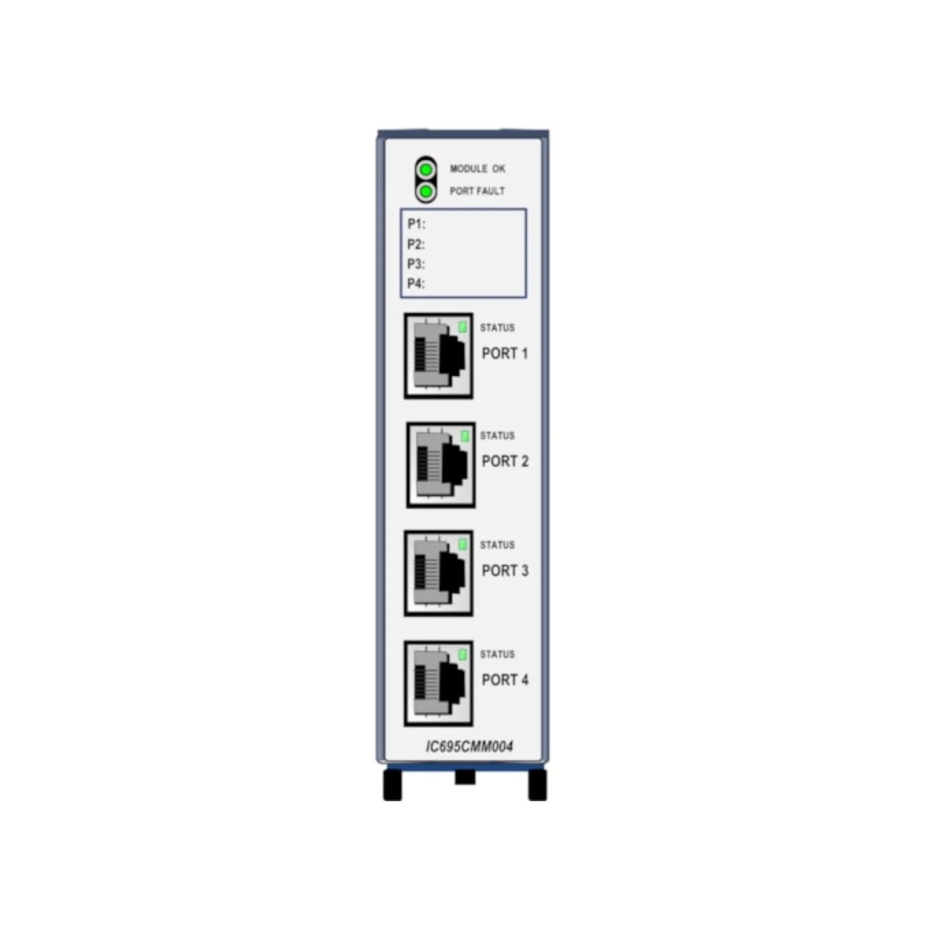 GE IC695CMM004 4-port serial module for RX3i, supports RS-232/RS-485, Modbus RTU Master/Slave. Ideal for serial device integration. Ships worldwide.