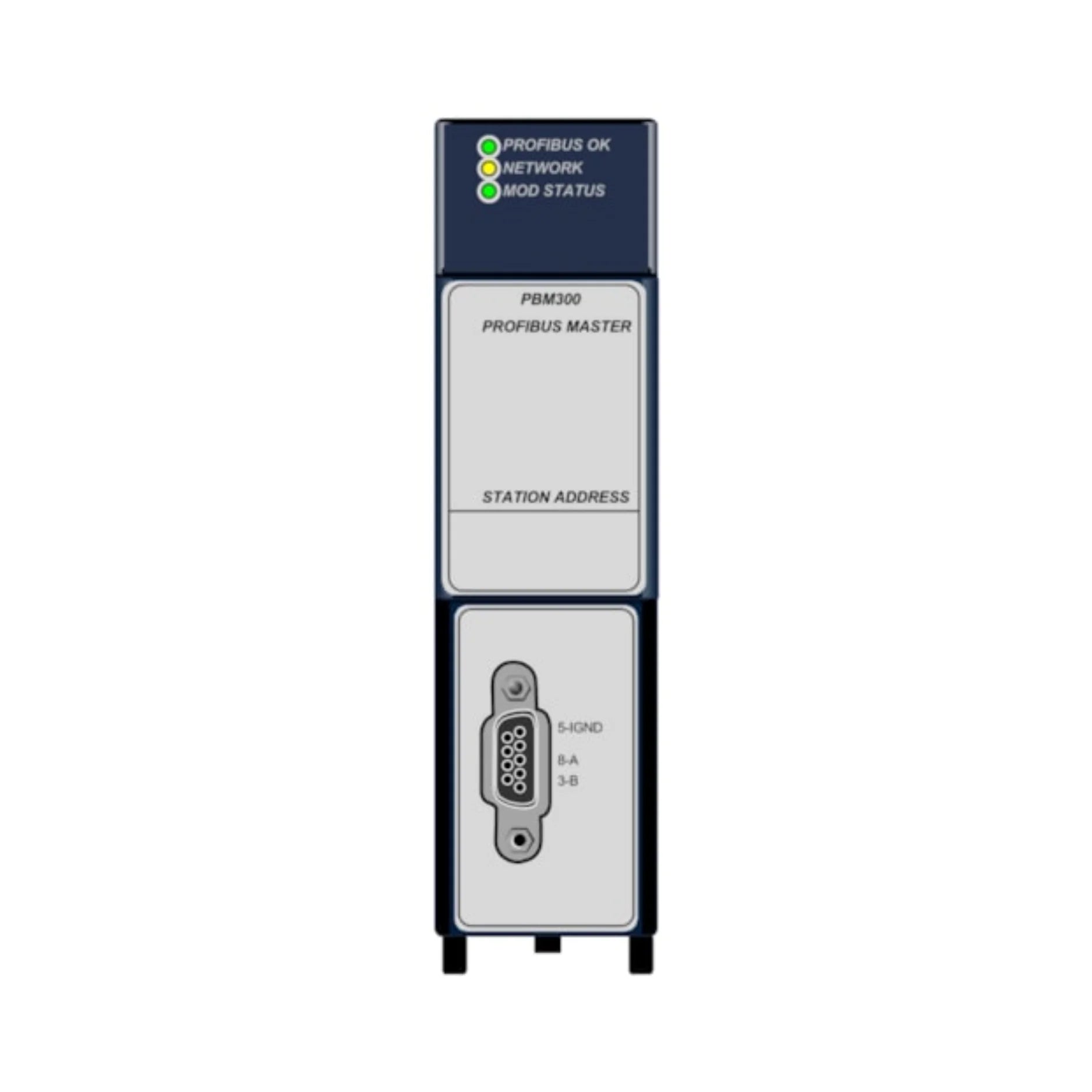 GE IC695PBM300 PROFIBUS DP master module for RX3i, supports up to 125 devices, high-speed fieldbus communication.