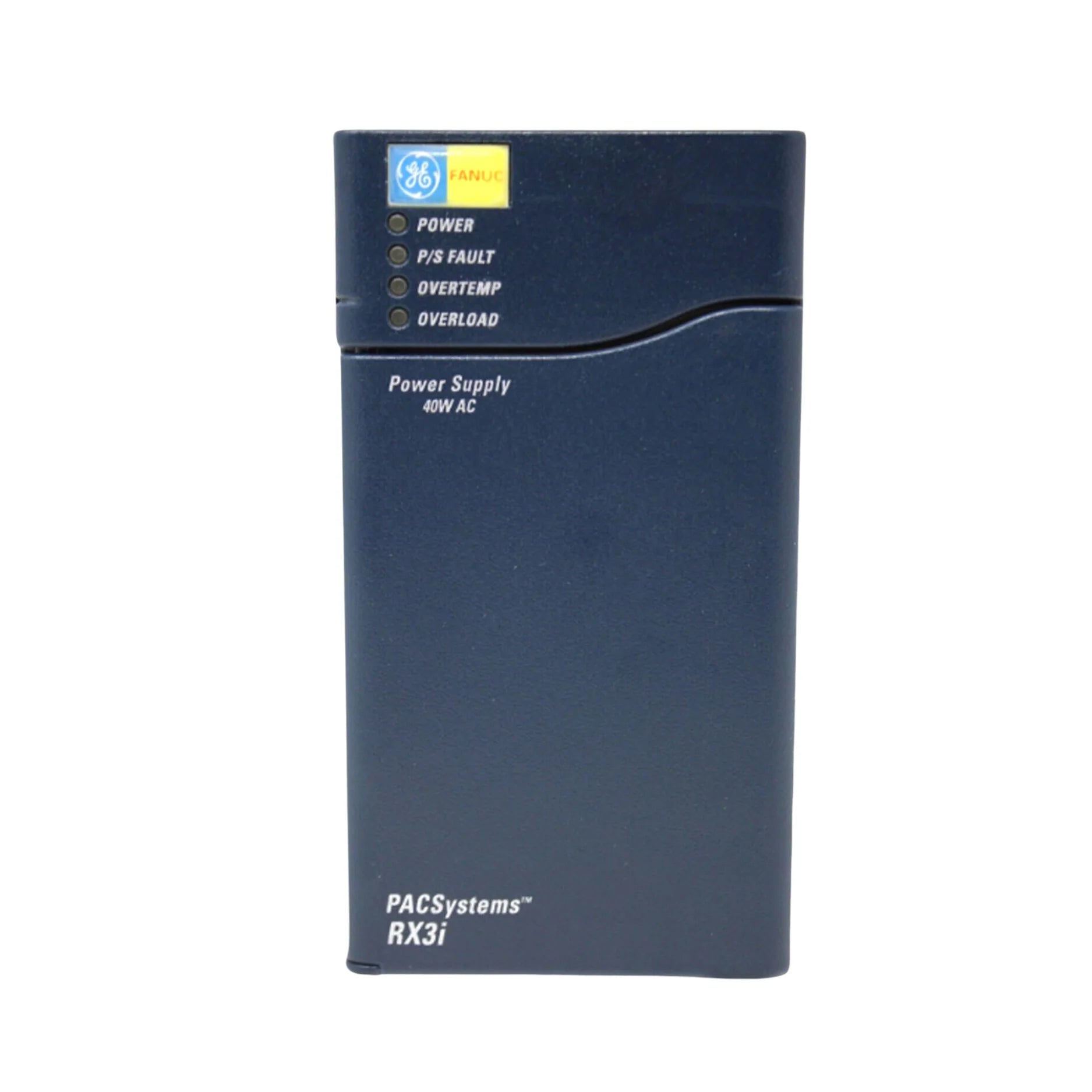 GE IC695PSA040 RX3i power supply, 40W, 120/240VAC input, standard PSU for PACSystems baseplates.