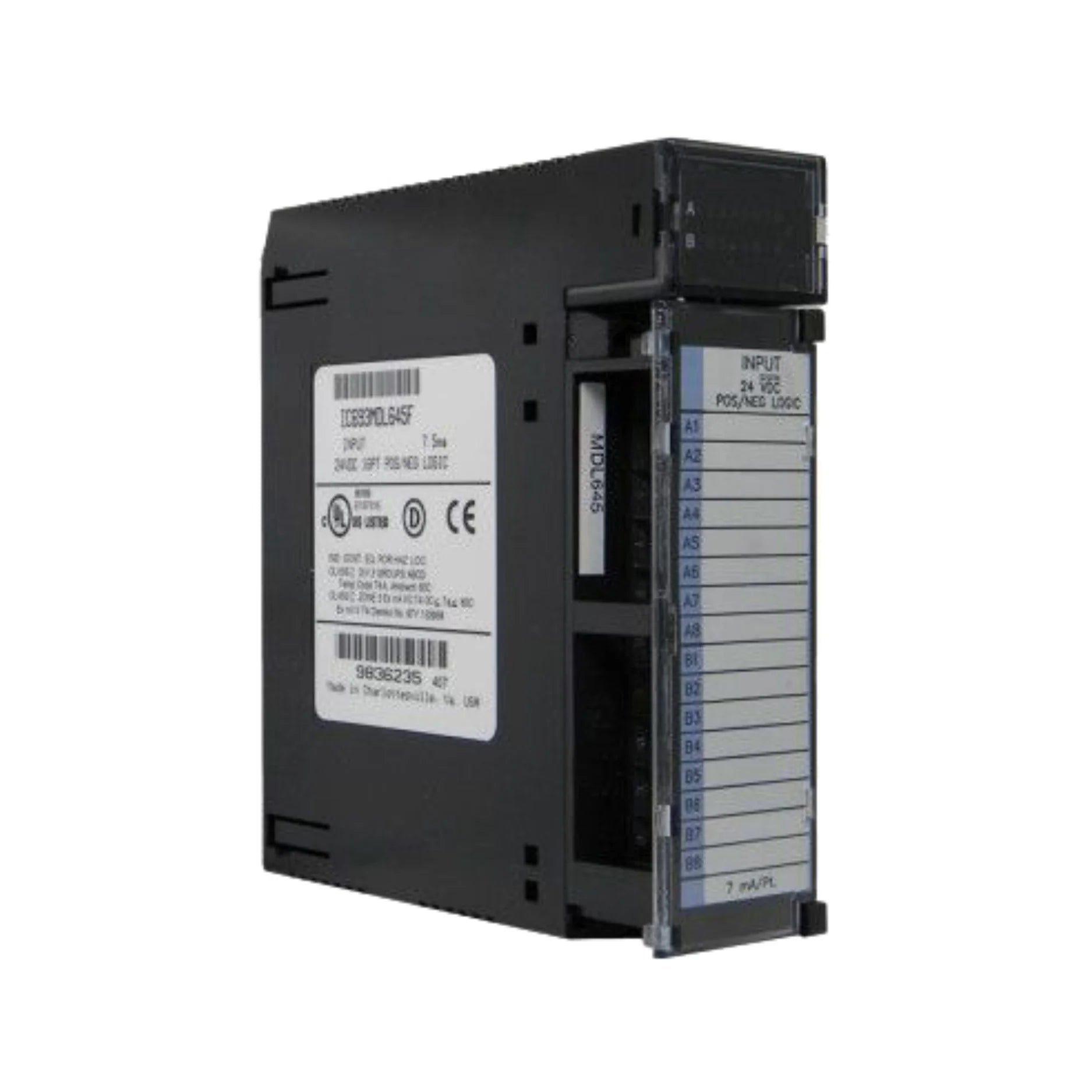 GE IC697MDL640 32-point 120VAC discrete input module, isolated channels, for Series 90-70 PLCs, industrial-grade AC signal monitoring.