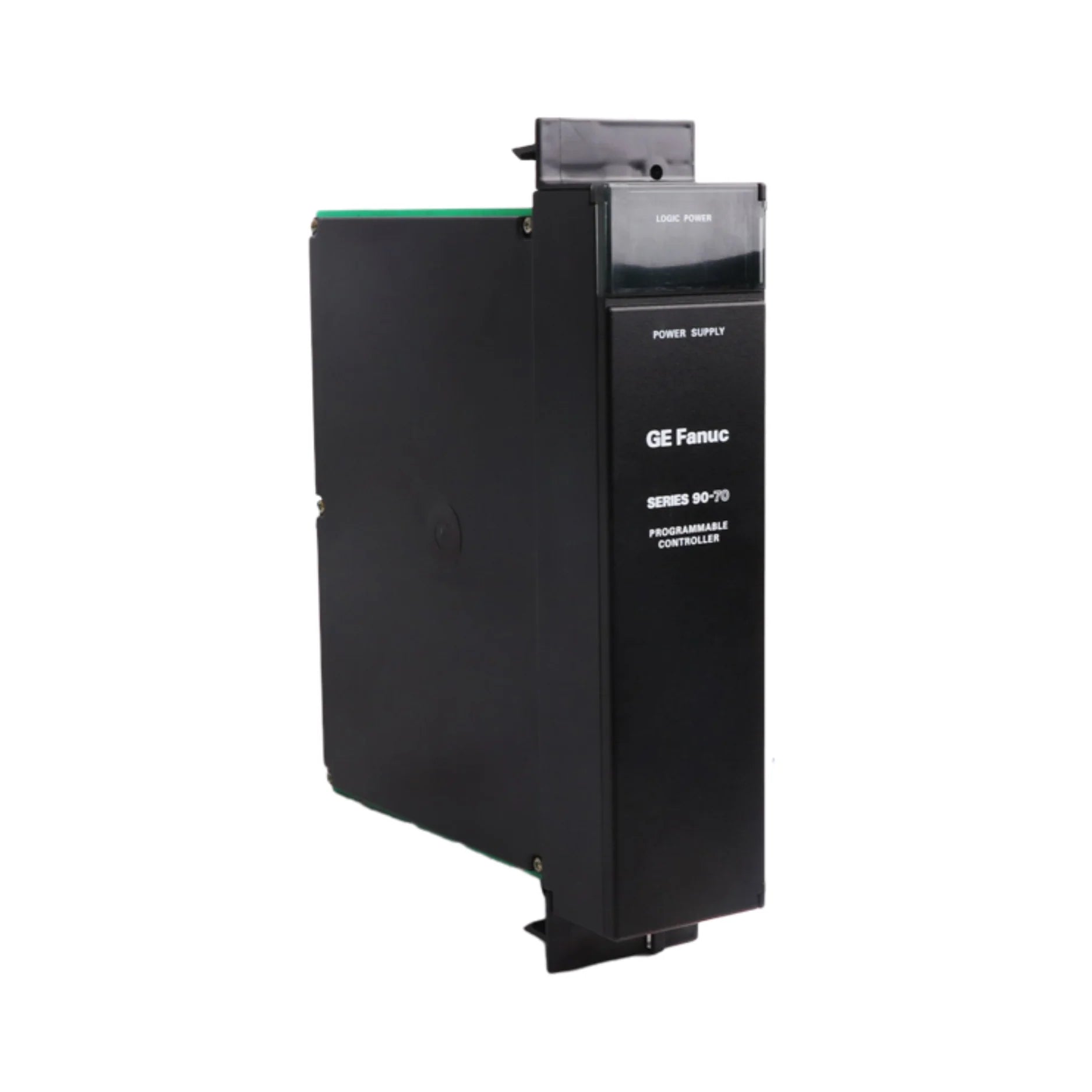 GE IC697PWR724 100W power supply module for IC697 PLC, supports 120/240VAC or 125VDC input, with LED status indicators.