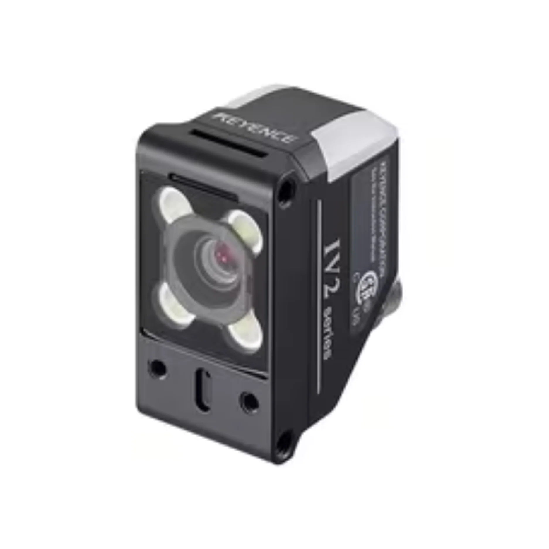 Keyence IV2-G300CA color vision sensor with AI, autofocus, and built-in lighting for high-speed automated inspection in manufacturing lines.