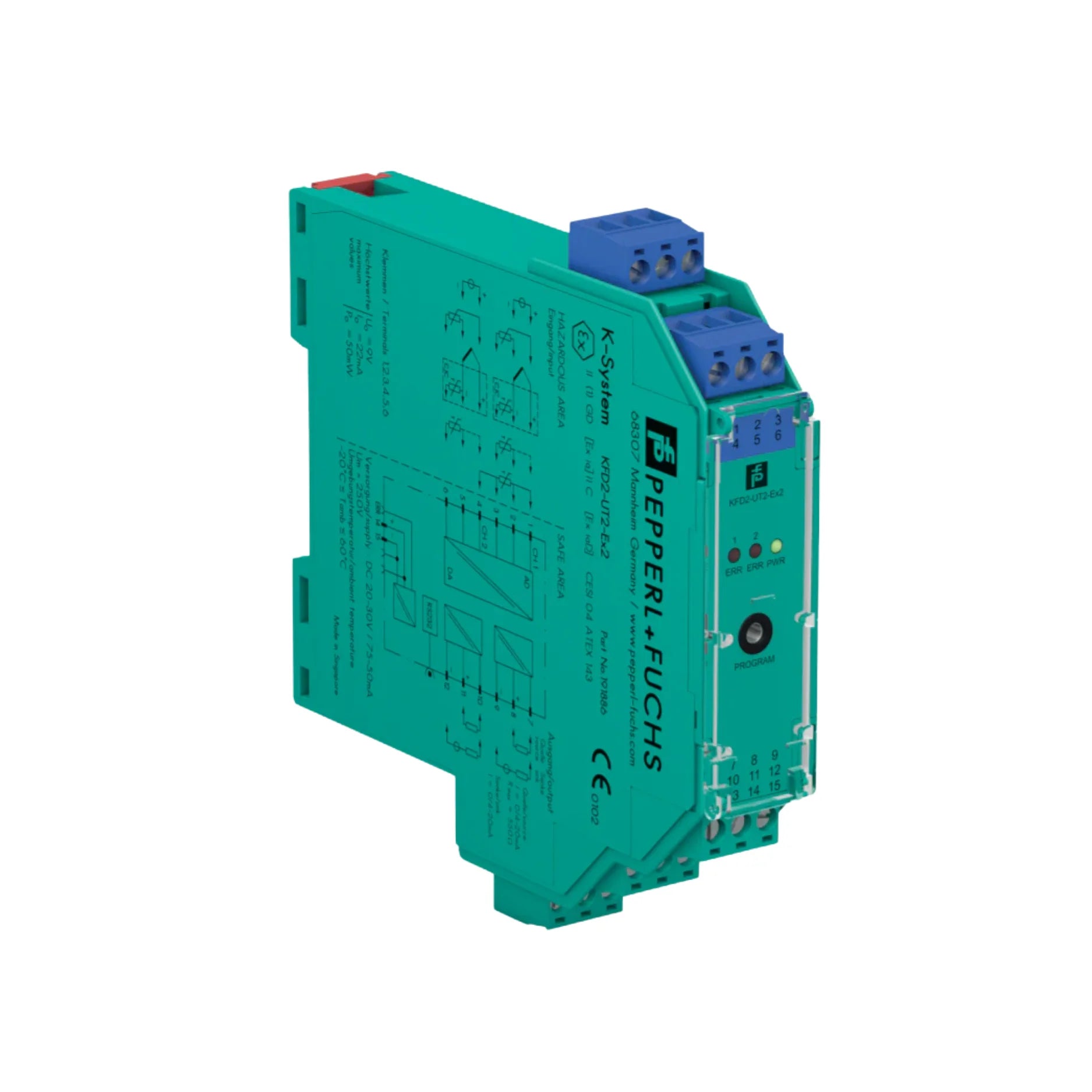 Pepperl+Fuchs KFD2-SOT3-Ex2 dual-channel switch amplifier, NAMUR input, SIL 2, passive transistor output, DIN rail, intrinsic safety.