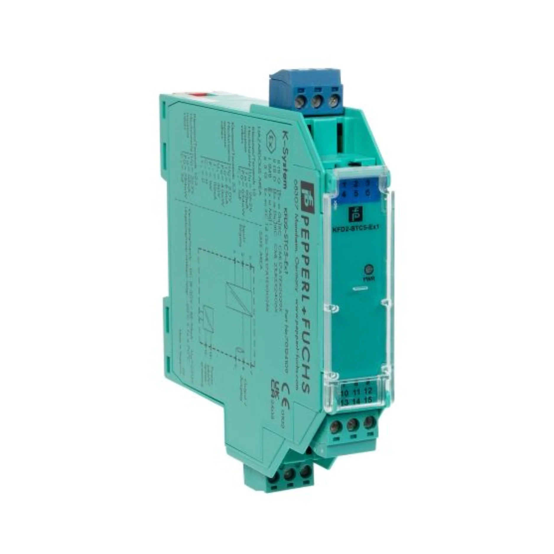 Pepperl+Fuchs KFD2-STC5-Ex1 (70124109) SMART transmitter power supply, 1-channel, SIL 2, HART-compatible, 24V DC, DIN rail mountable.