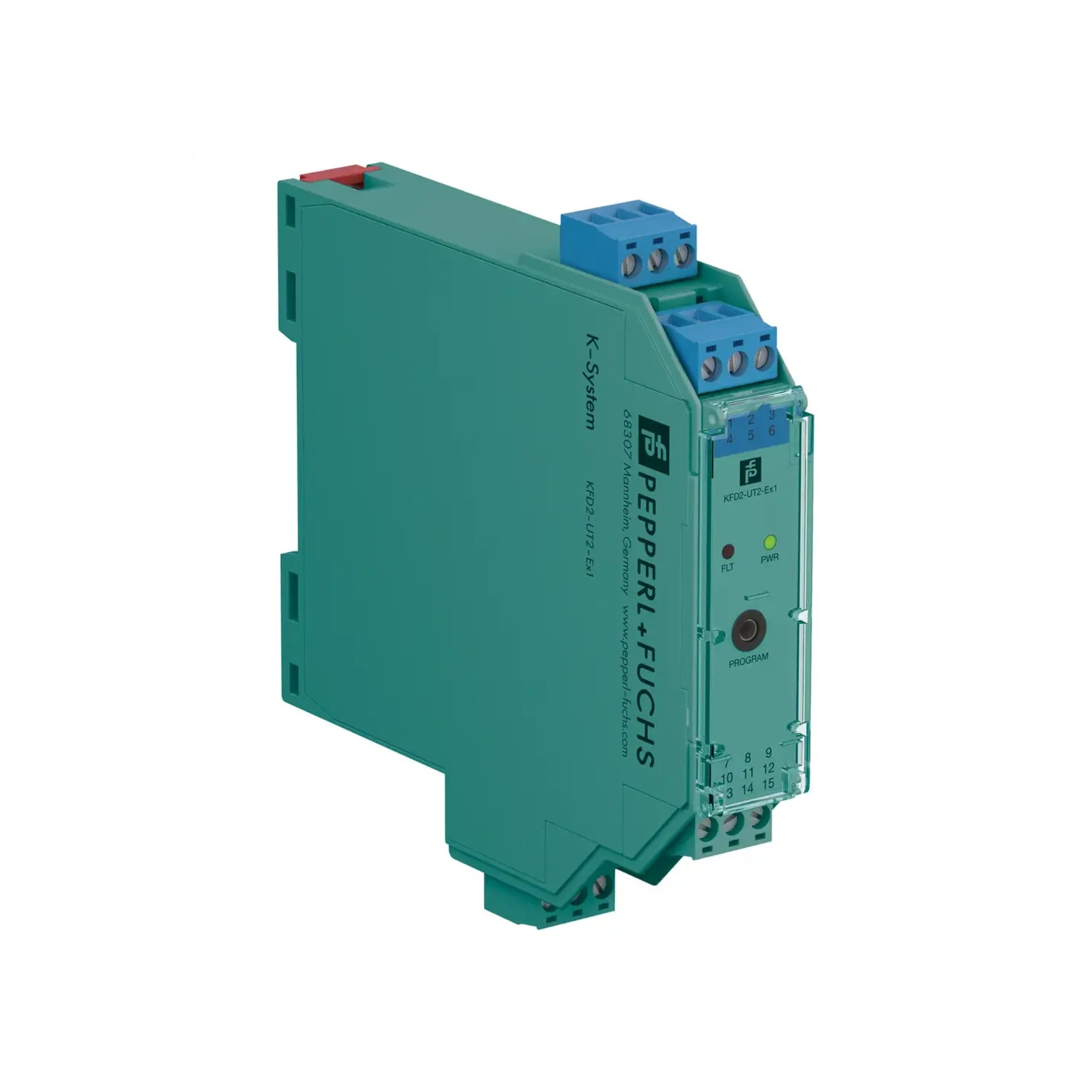 Pepperl+Fuchs KFD2-UT2-Ex1 (248764) 1-channel temperature converter, 4–20 mA output, supports RTD and thermocouple inputs, SIL 2 certified.
