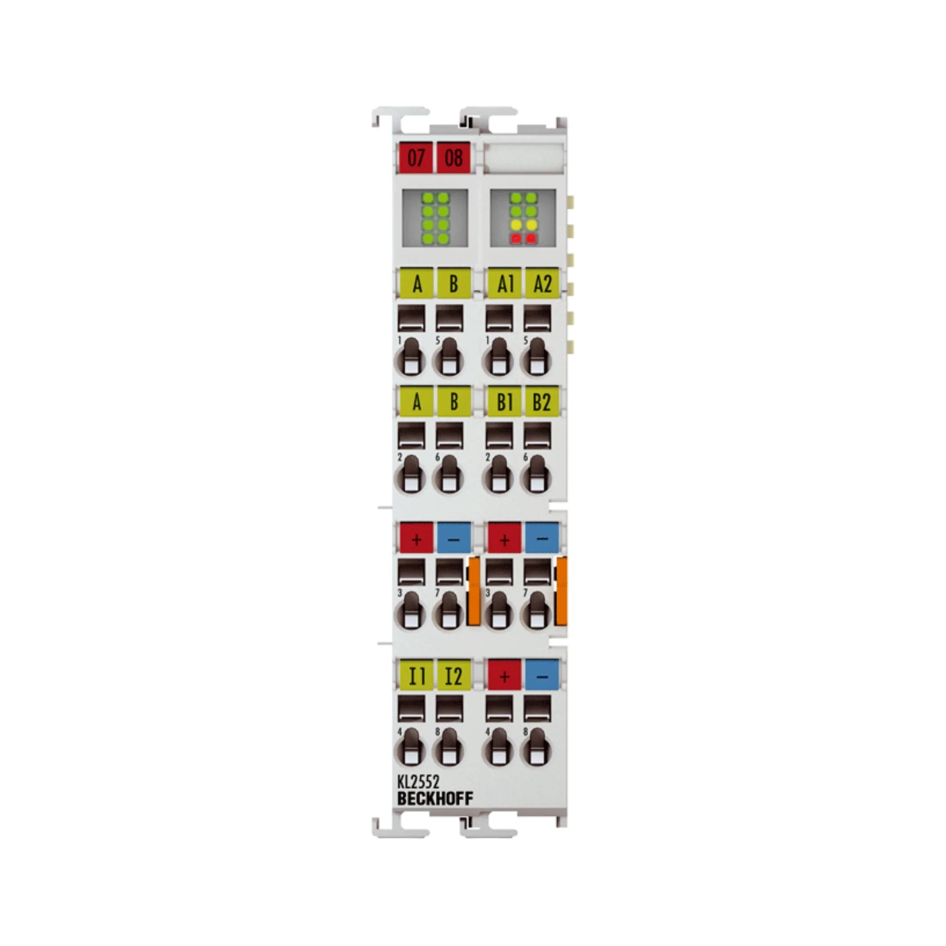 Beckhoff KL2552 2-channel digital output terminal, 24 V DC, 0.5 A, for reliable switching in automation systems.