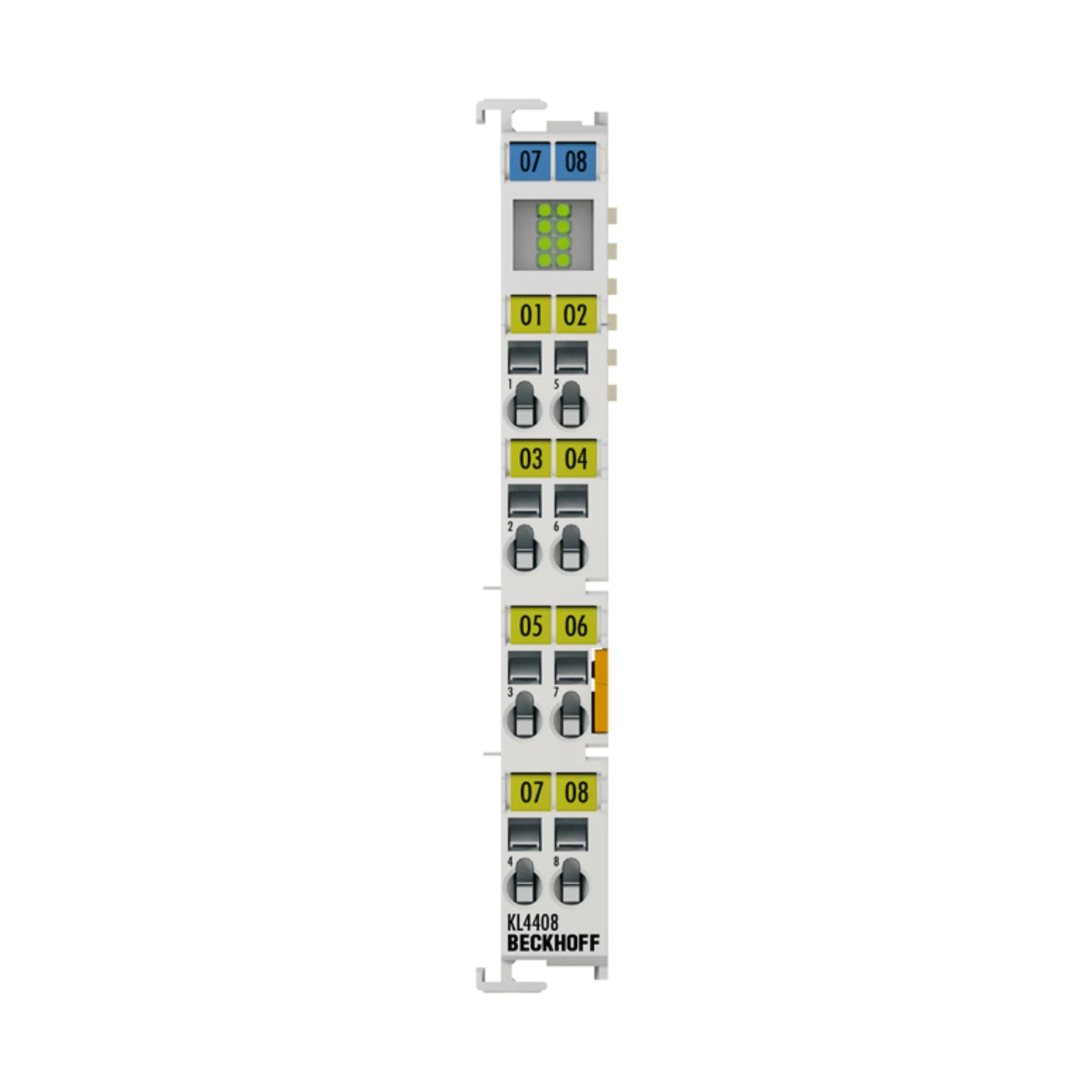 Beckhoff KL4408 8-channel analog output terminal, 0–20 mA, for precise current signal generation in automation.
