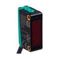 Pepperl+Fuchs ML100-55/103/115B retroreflective sensor, 5m range, PNP output, M12 connector, red LED, IP67 rated, part no. 221827.