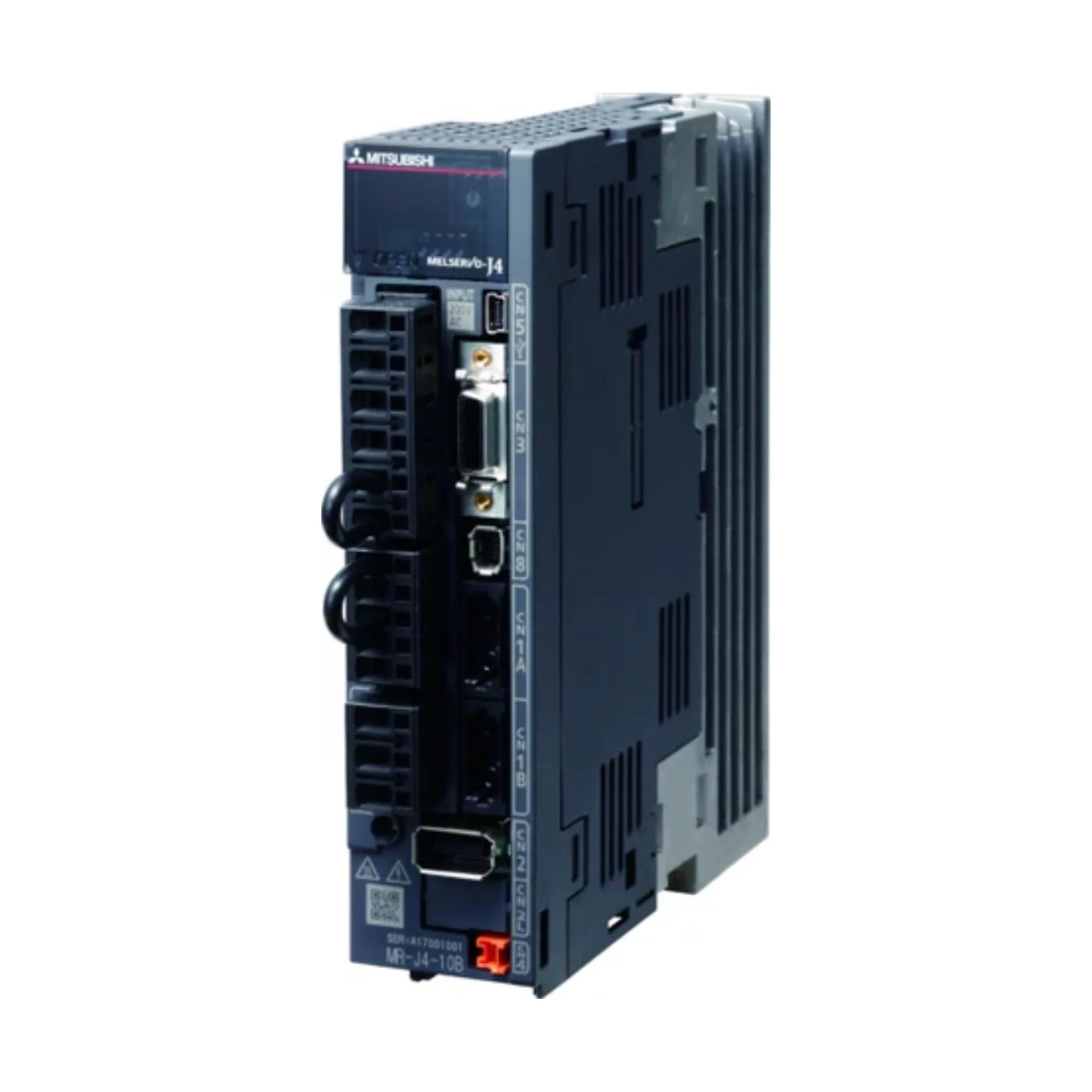 Mitsubishi MR-J4-10B servo amplifier, 100W, 200–240V AC, SSCNET III/H, compact MR-J4 Series drive for precise motion control.