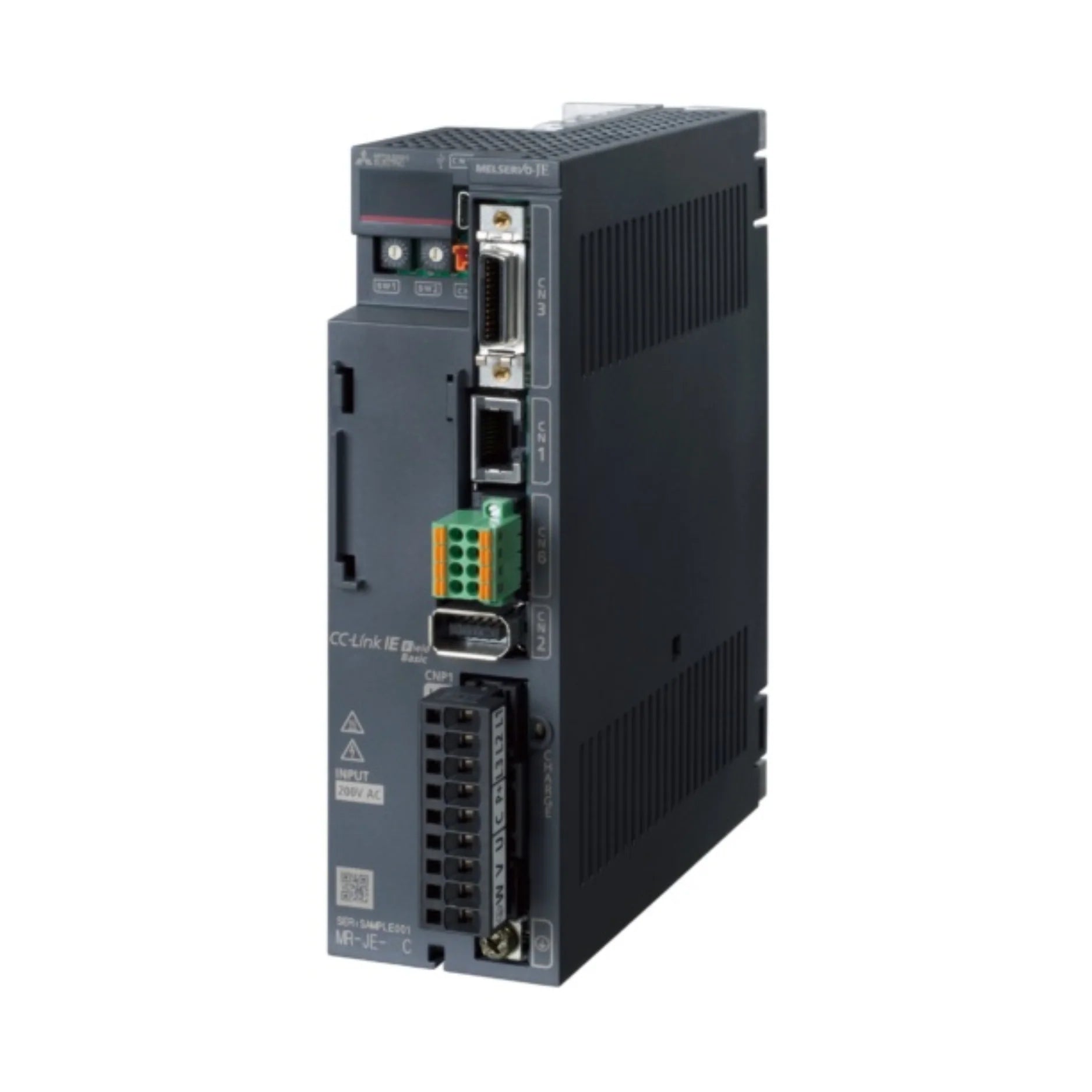 Mitsubishi MR‑JE‑40C 0.4 kW servo amplifier with SSCNET III/H and STO for high-speed, precise motion control.