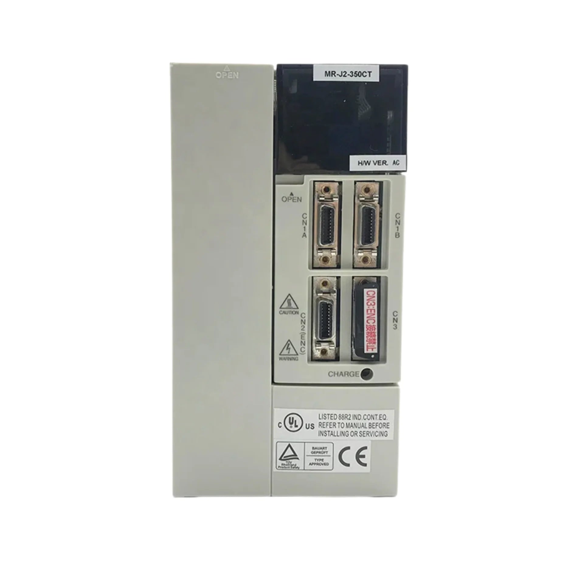 Mitsubishi MR‑J2‑350CT 3.5 kW servo amplifier with SSCNET II and STO for synchronized industrial motion control.