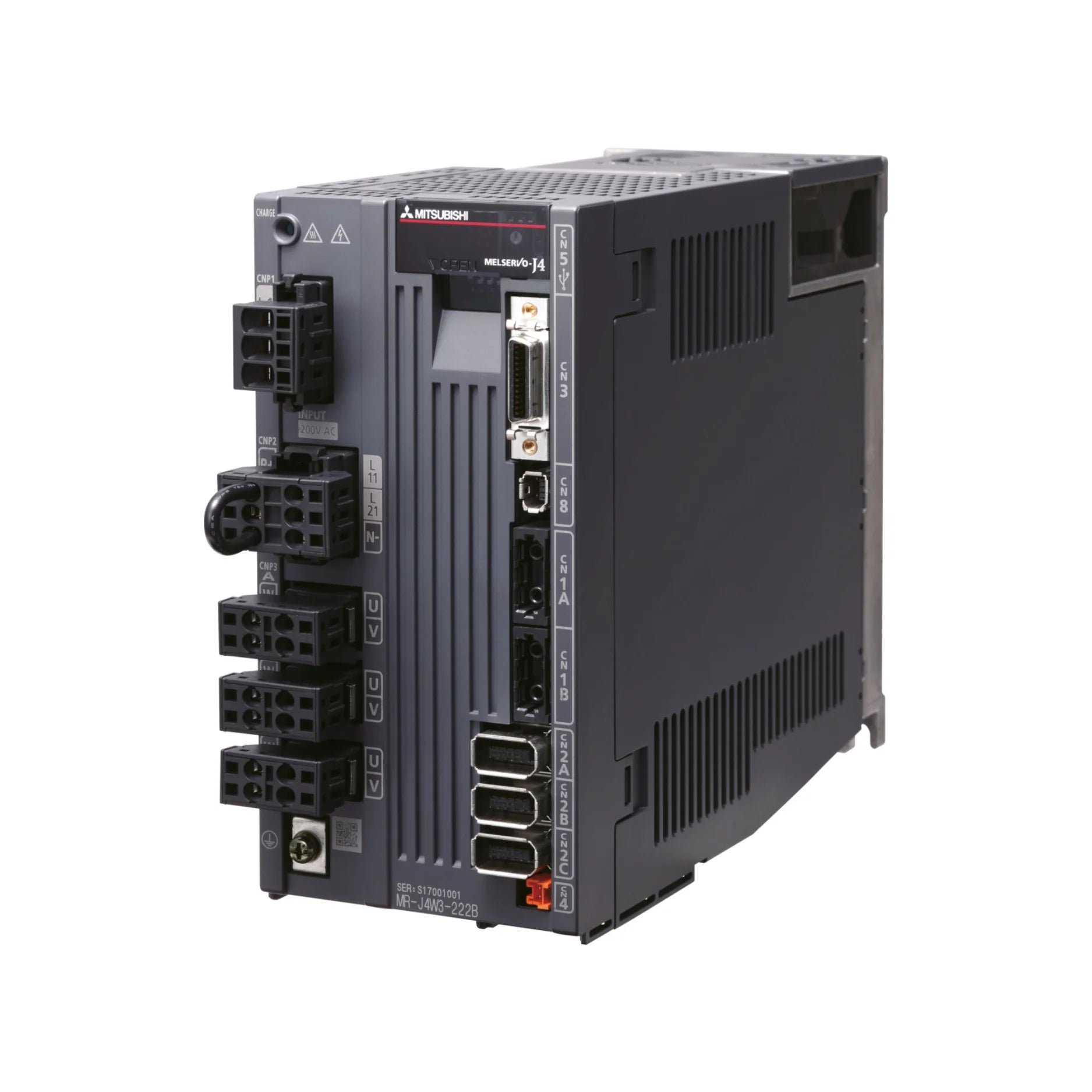 Mitsubishi MR‑J4W3‑444B 4.4 kW servo amplifier with SSCNET III/H for high-power industrial motion systems.