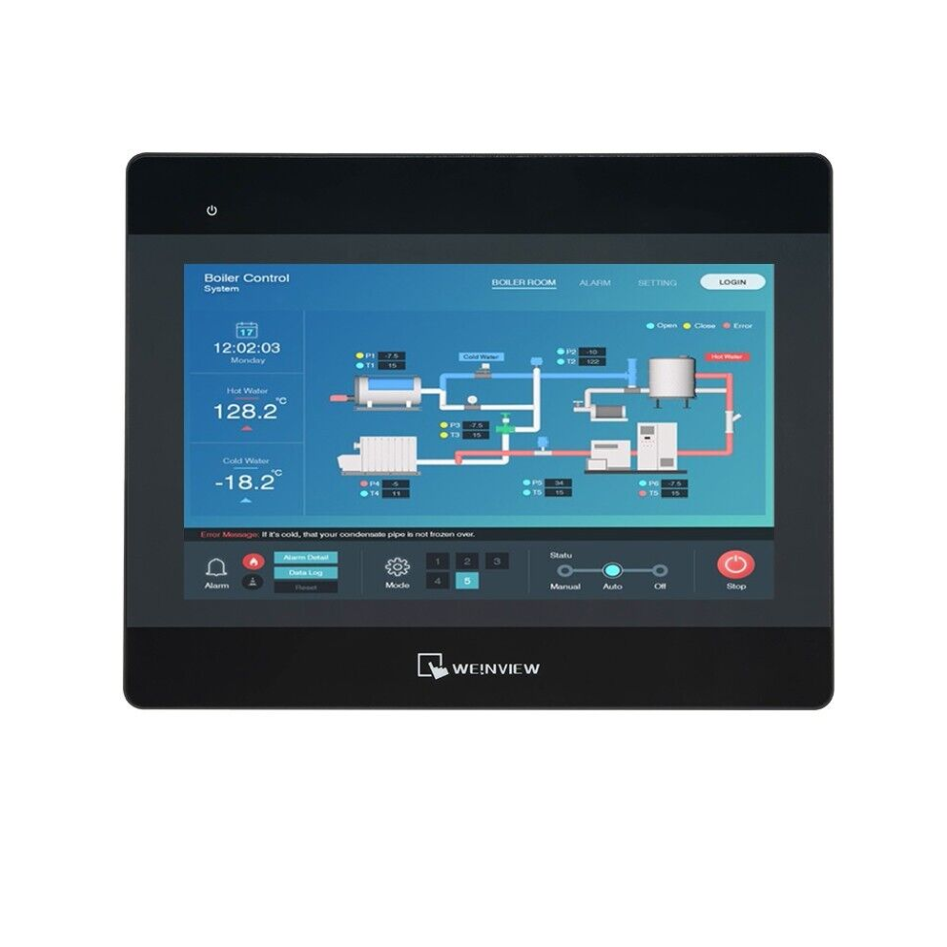 Weintek MT8106iP 10.1" HMI touchscreen panel with Ethernet and serial ports for industrial automation applications.