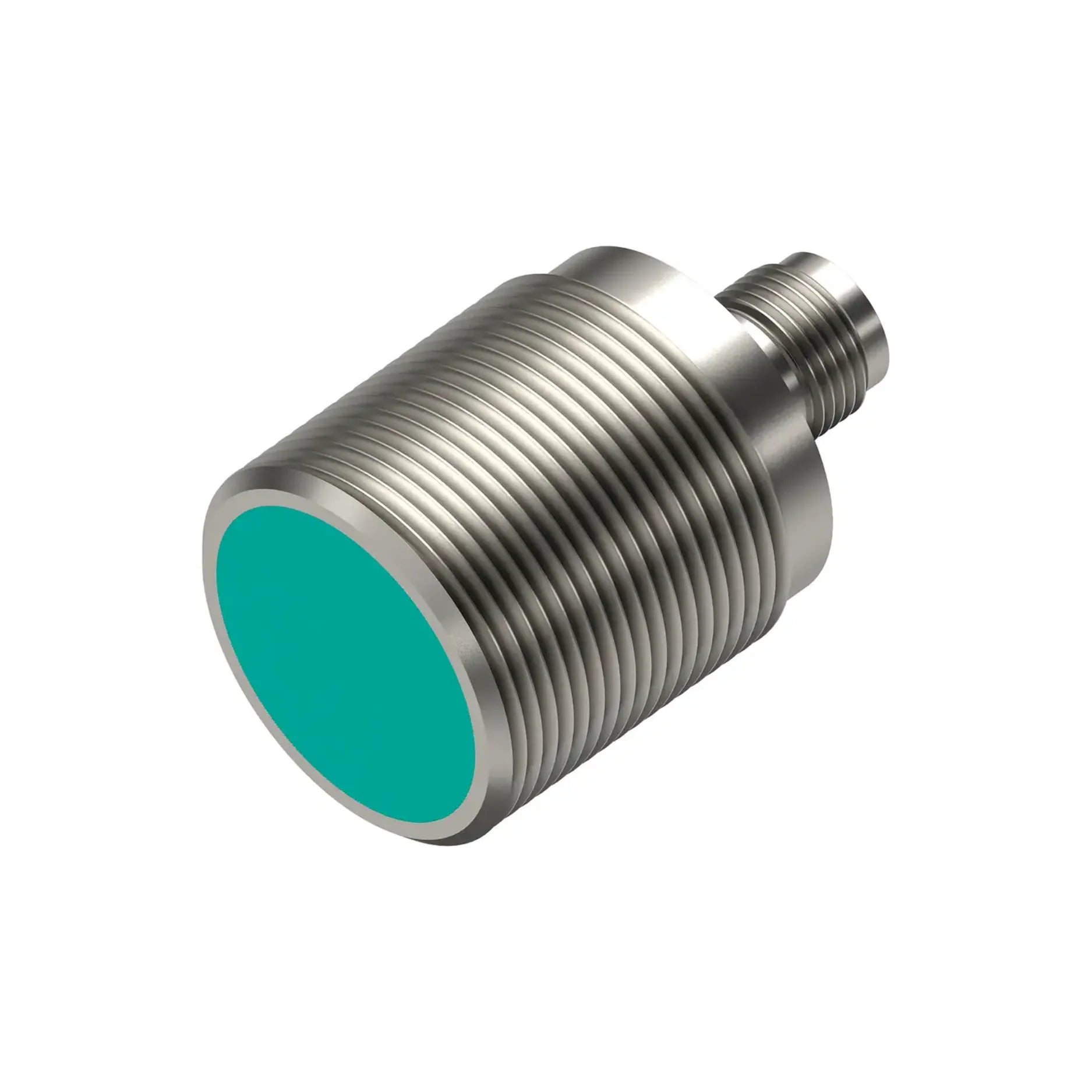 Pepperl+Fuchs NBB15-30GM50-E2-V1 M30 inductive sensor with 15 mm flush sensing range, PNP output, and IP68 rating for industrial automation.