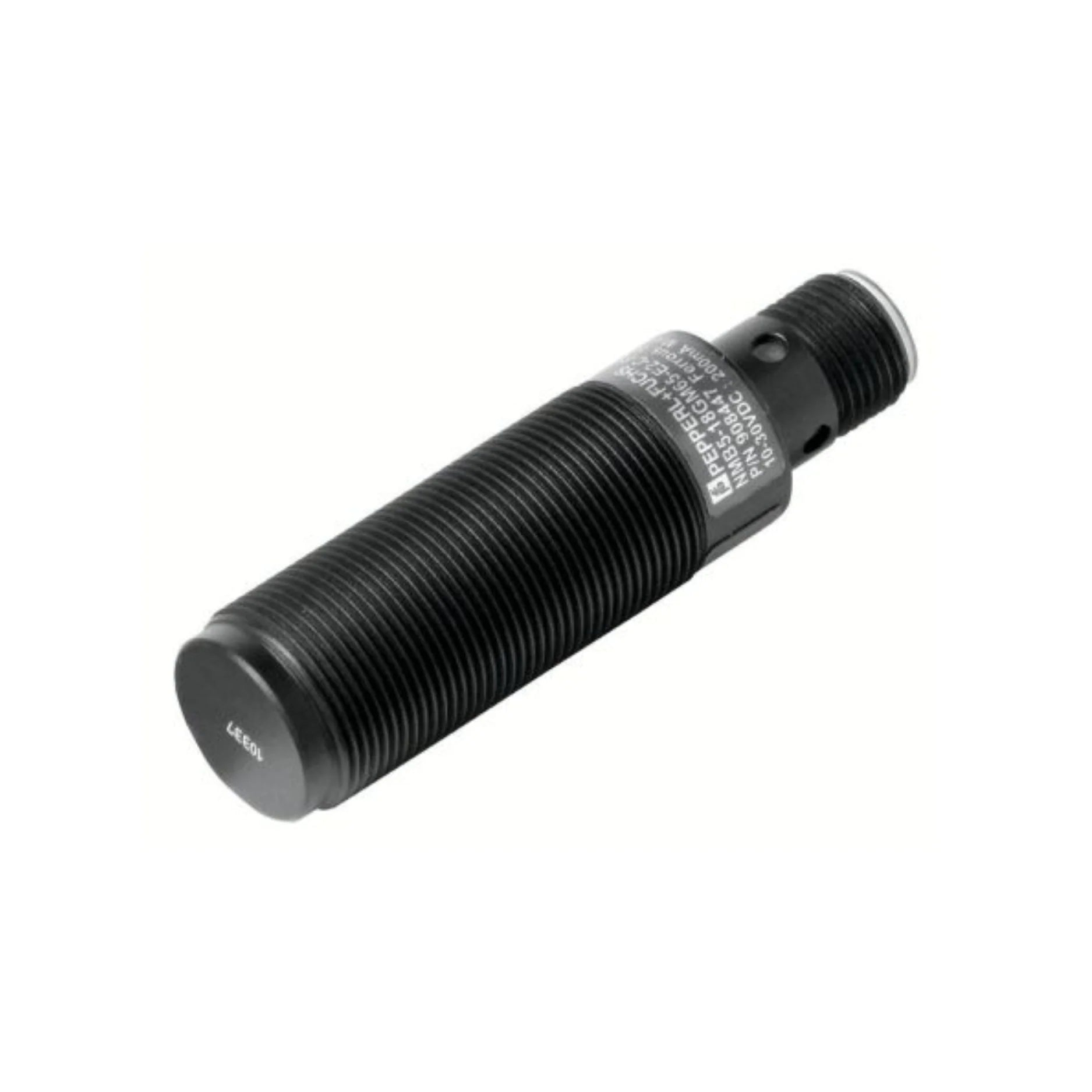 Pepperl+Fuchs NMB5-18GM65-E2-C-Fe-V1 magnetic sensor, 5 mm range, M18 housing, PNP NO output, M12 connector, IP67 protection.