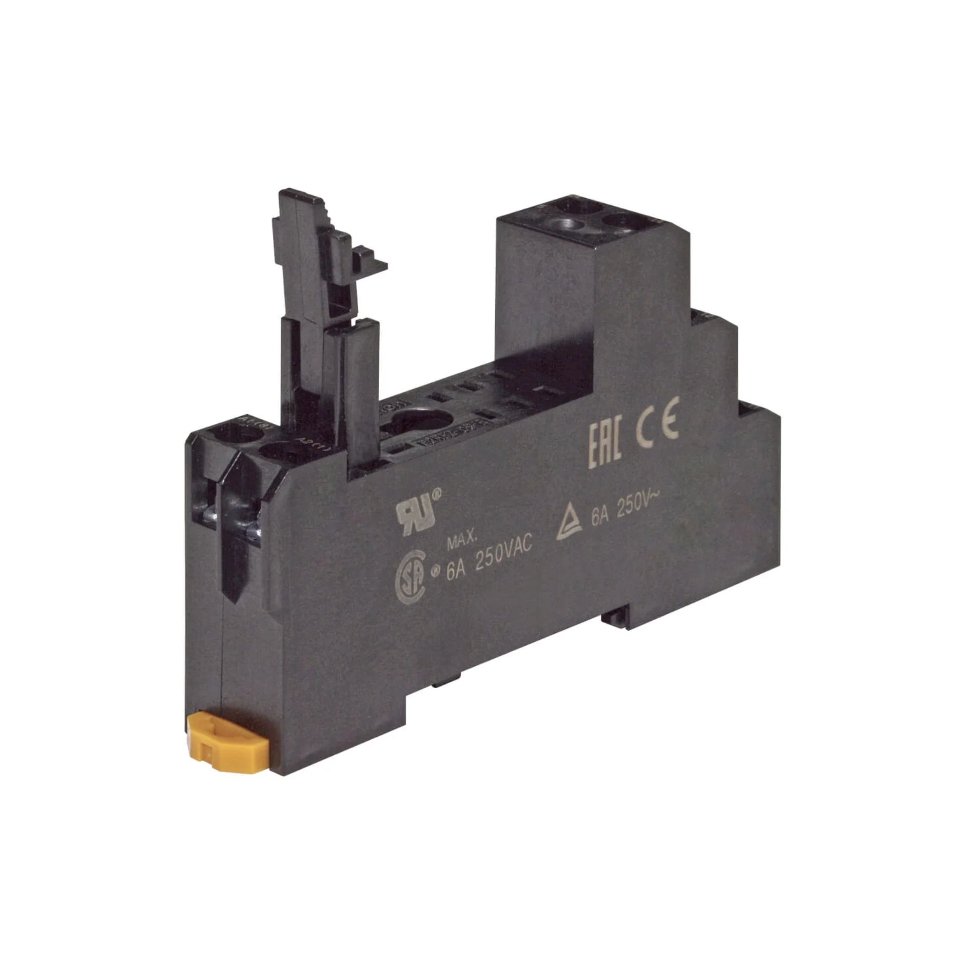 Omron P2RFZ-08-E 8-pin DIN rail relay socket with screw terminals, designed for G2R-2-S relays in industrial automation applications.