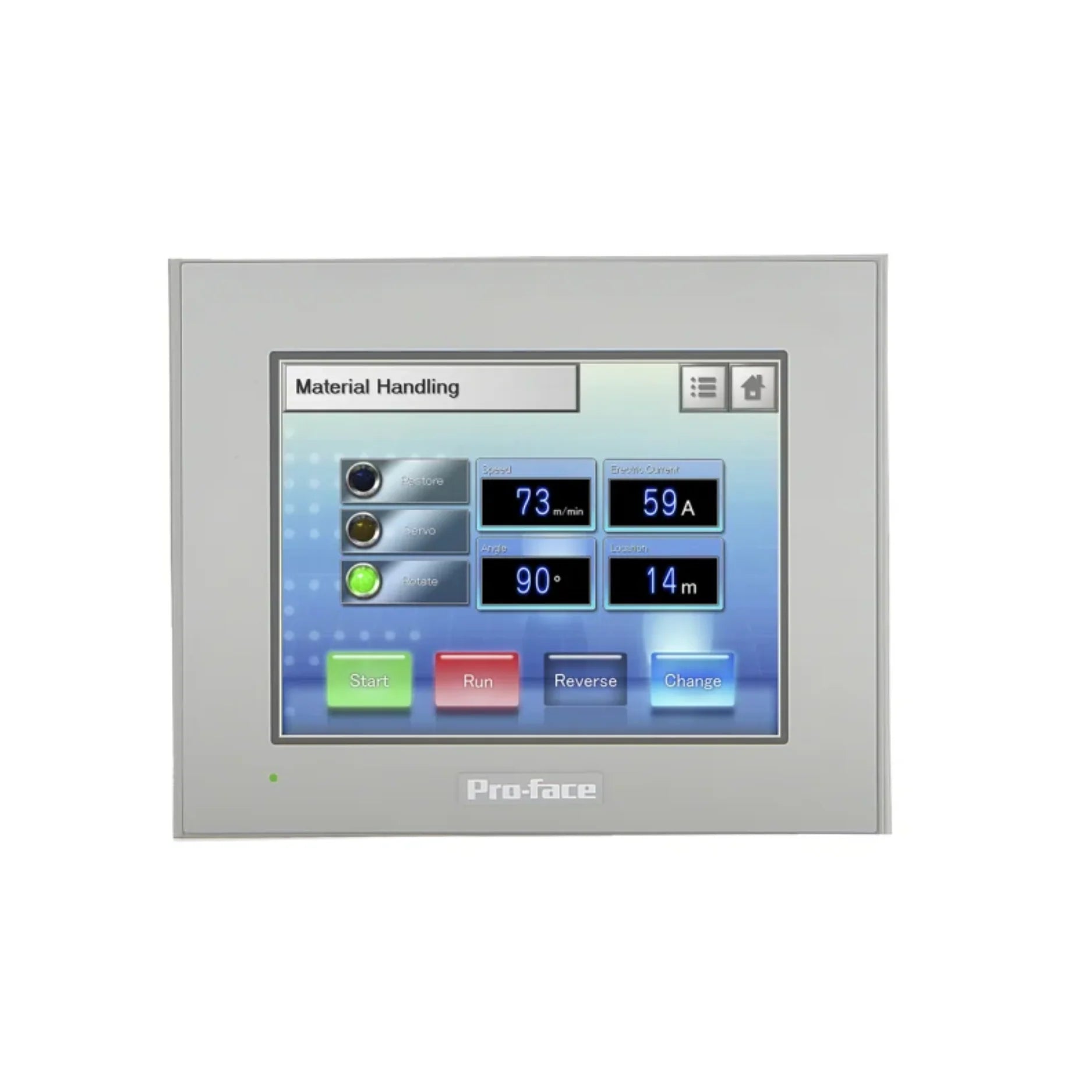 Pro-face PFXGP4301TADW 5.7-inch TFT color touchscreen HMI for industrial automation, featuring QVGA resolution and versatile connectivity