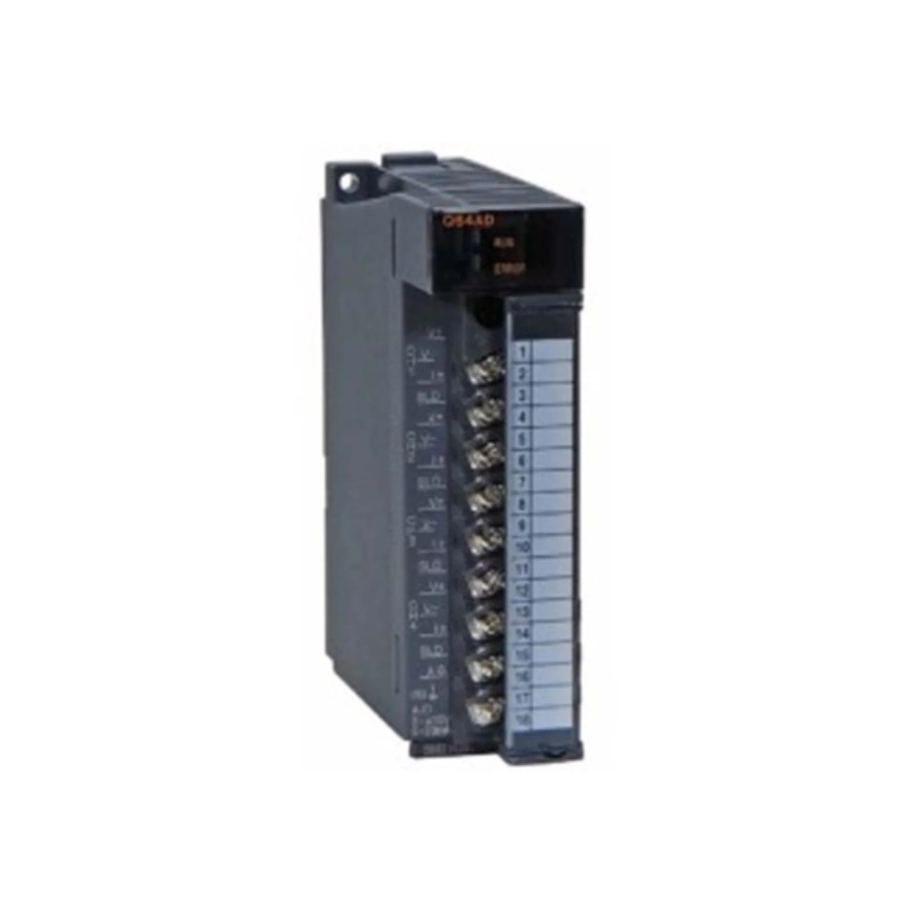 Mitsubishi Q64AD analog input module, 4-channel, 12-bit, voltage/current input, for Q Series PLCs.