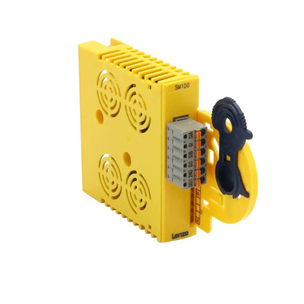 Lenze SM100 diagnostic USB module, connects PC to 8200/8400/9400 drives via RJ port for setup and diagnostics.